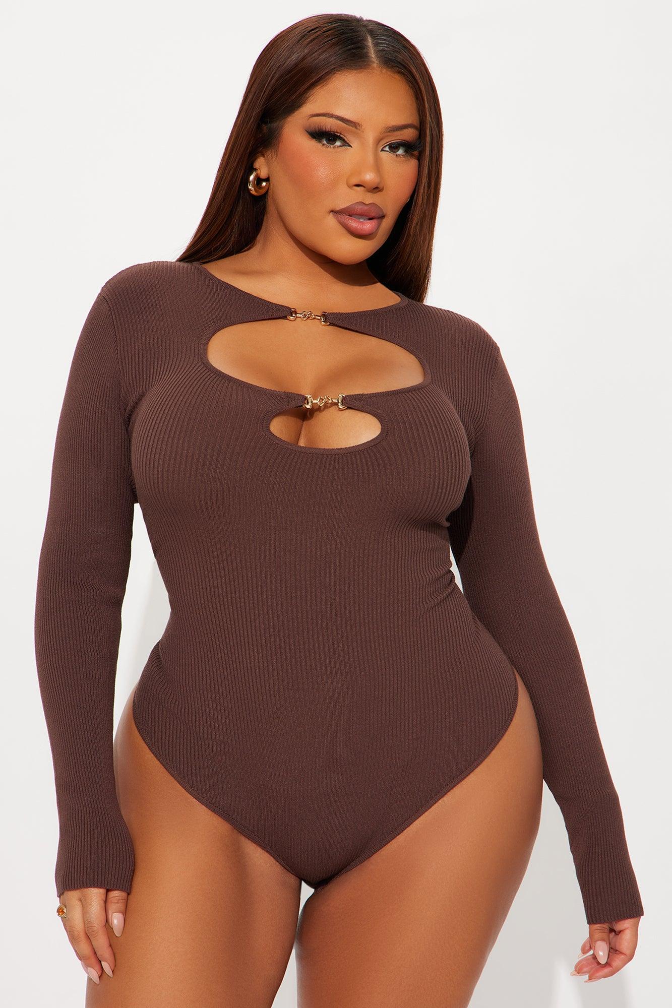 Sara Cut Out Bodysuit - Chocolate Female Product Image