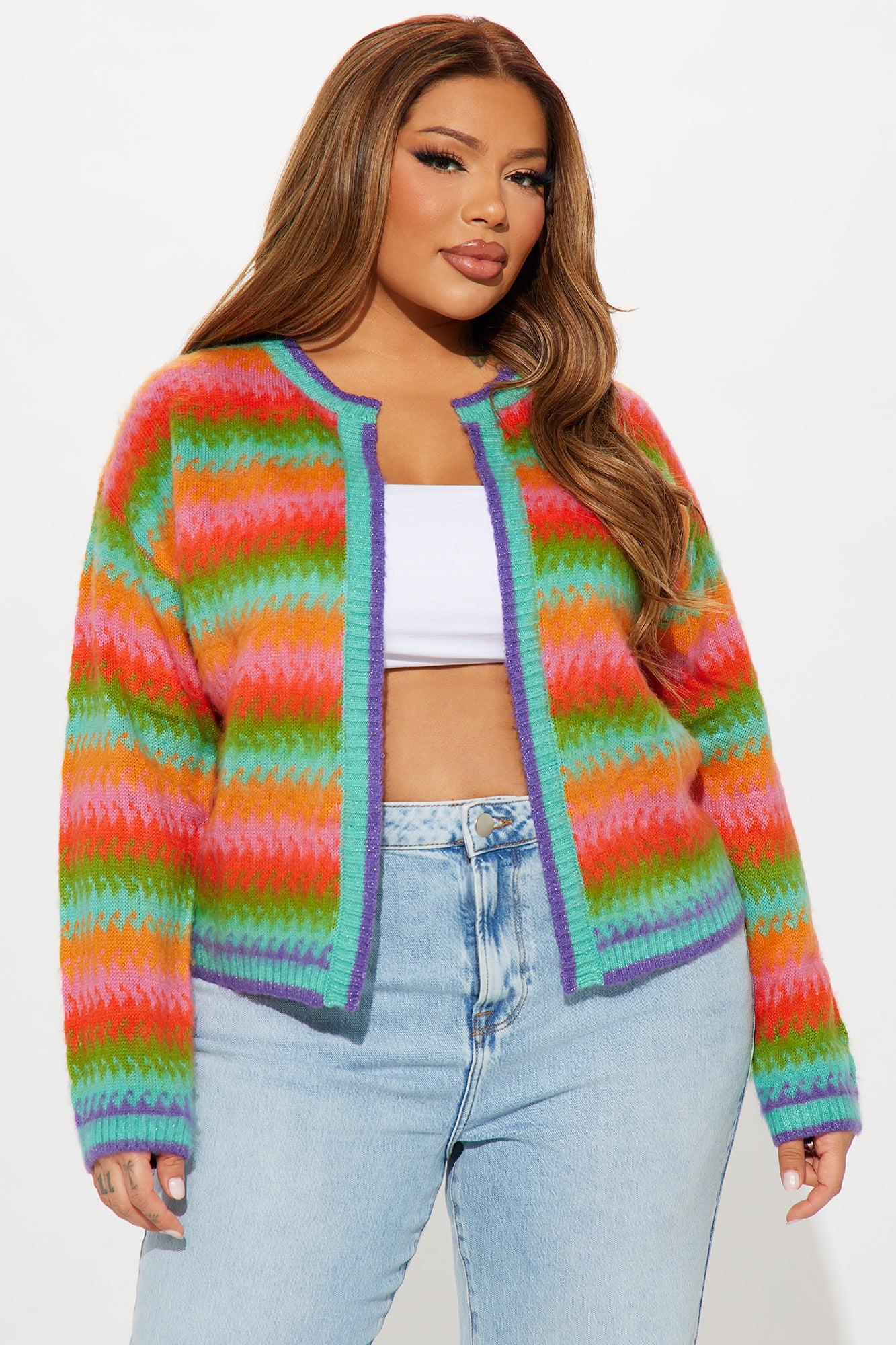 Bright Side Striped Cardigan - Multi Color Product Image