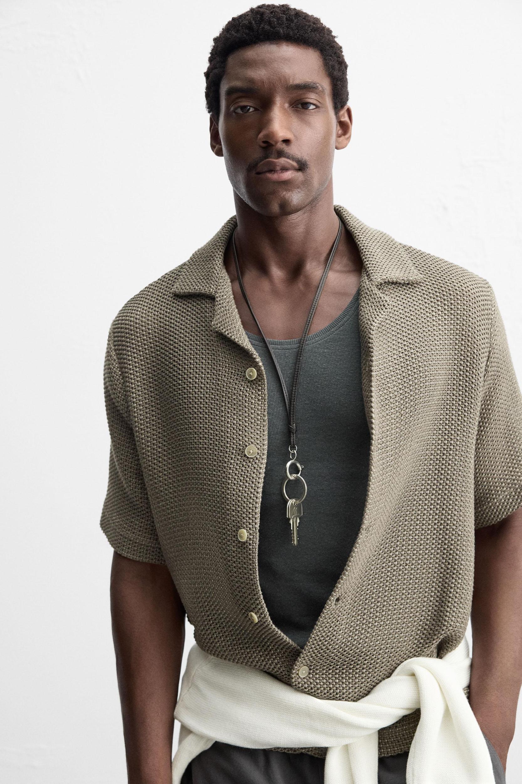 OPEN WEAVE TEXTURED SHIRT Product Image