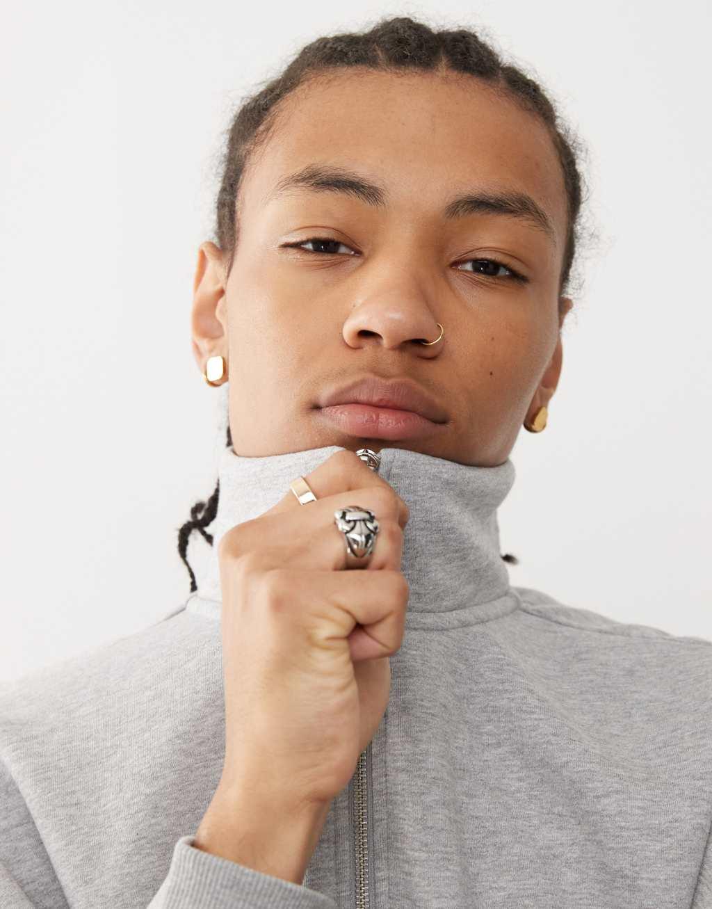 Weekday oversized heavyweight jersey half zip sweatshirt in gray Product Image