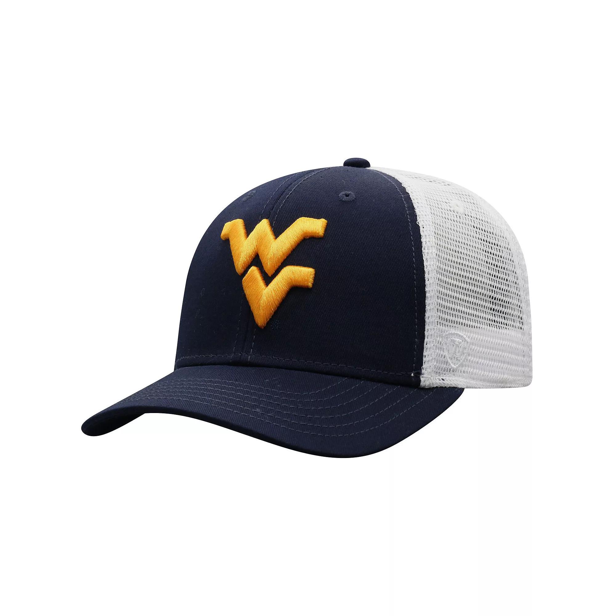 Men's Top of the World Navy/White West Virginia Mountaineers Trucker Snapback Hat, Blue Product Image