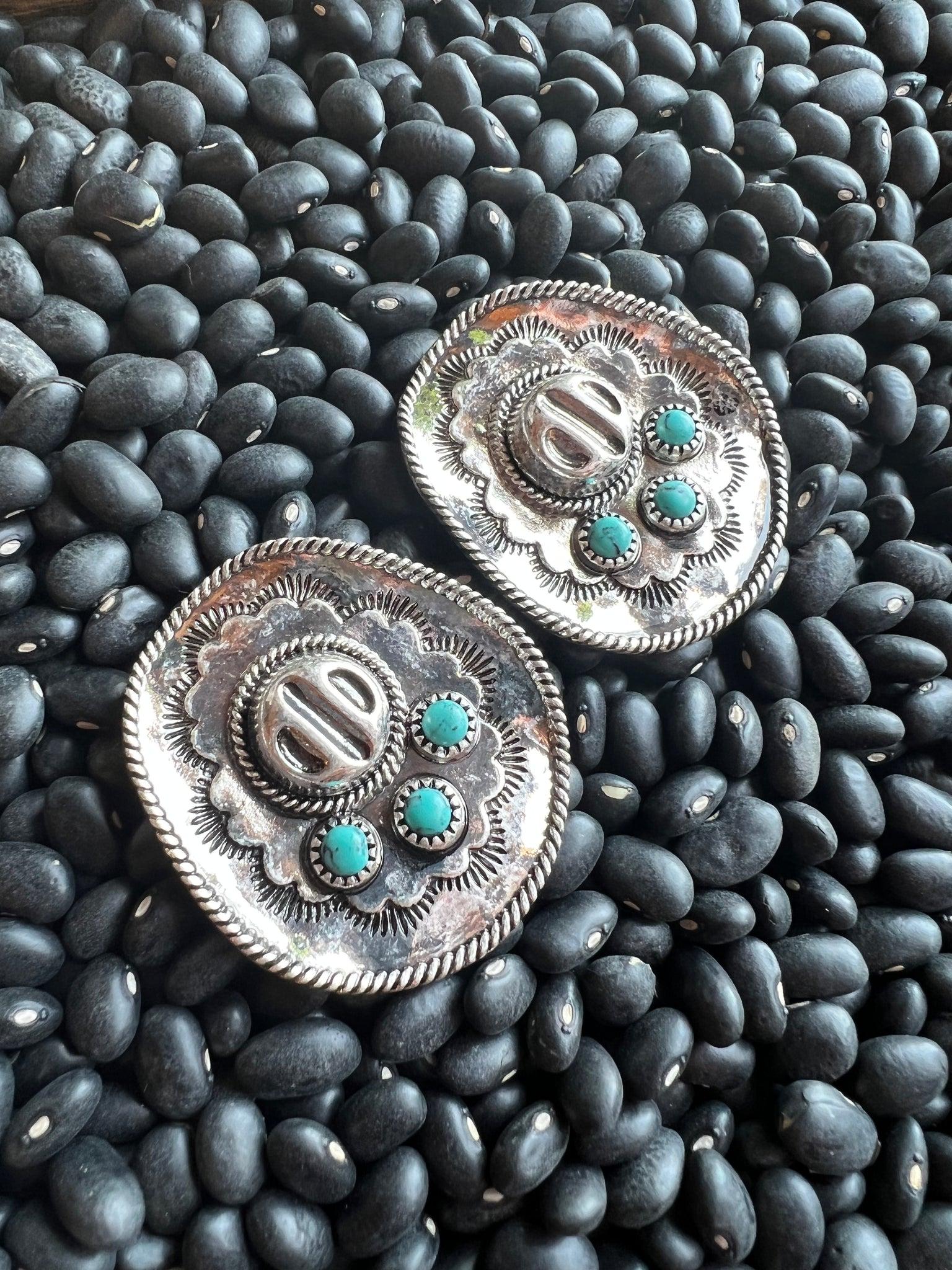 Turquoise Stone Cowgirl Hat Stud Earrings Product Image