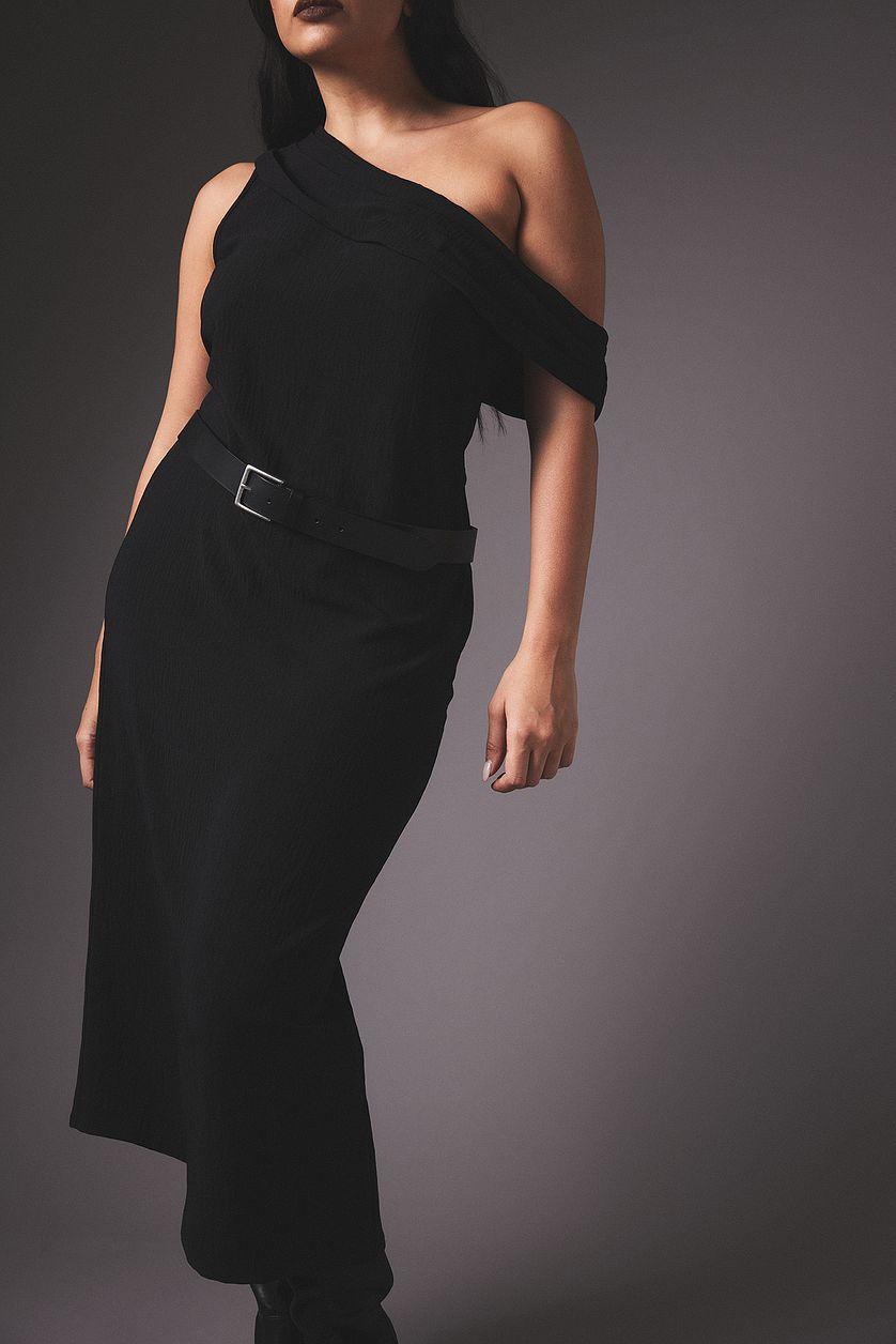 One Shoulder Draped Midi Dress Product Image