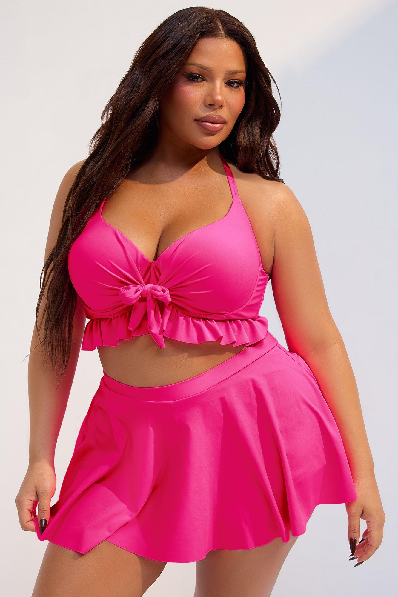 Solana Skirt 2 Piece Bikini - Hot Pink Product Image