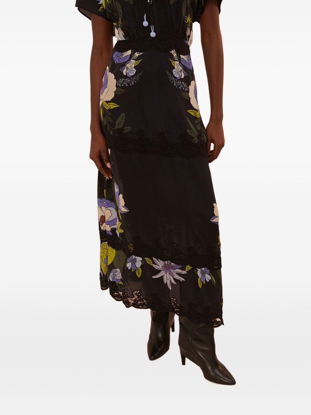 floral-print lace-trimmed midi dress Product Image
