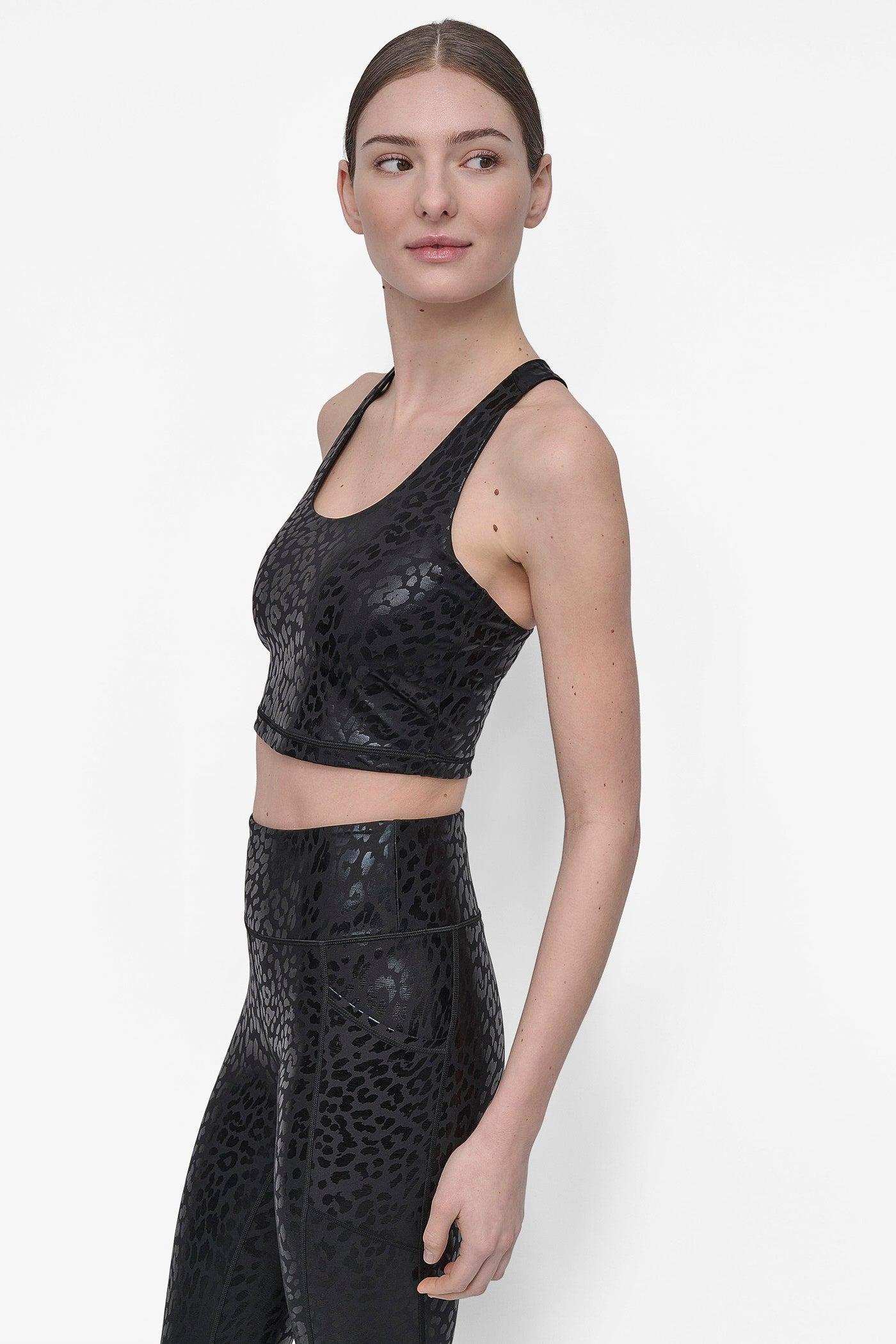 PRINTED RACERBACK CROP TANK WITH BUILT IN SHELF BRA Product Image