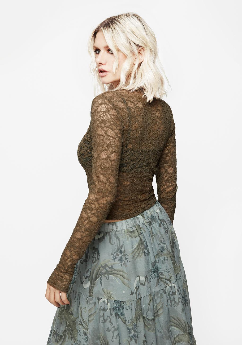 Myrtle Floral Lace Long Sleeve Top Product Image