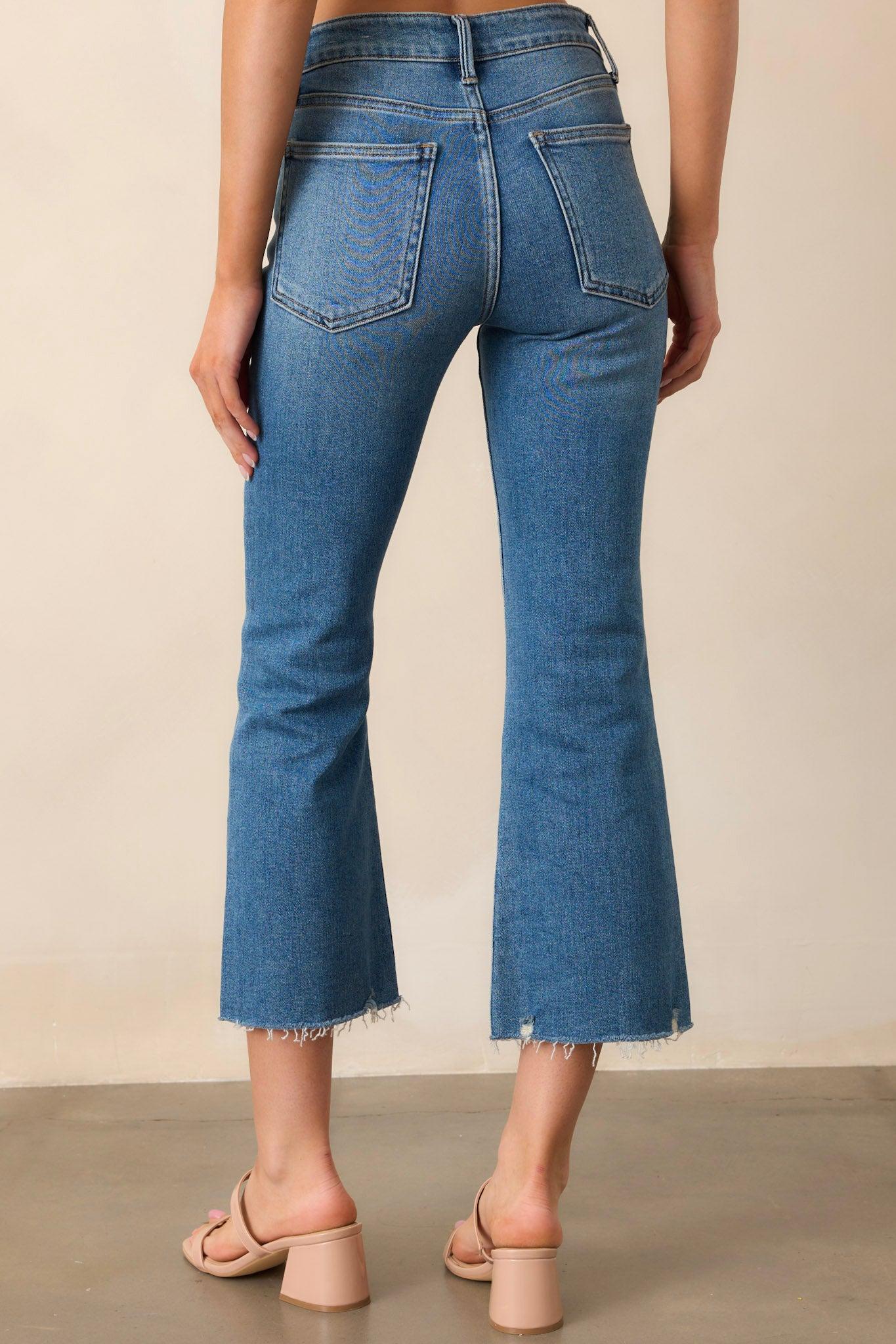 Terrific Timing Medium Wash Cropped Flare Jeans Product Image