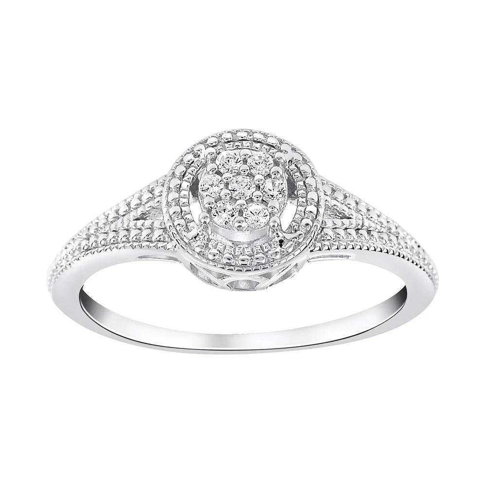 SIRI USA by TJM Sterling Silver Round Cubic Zirconia Cluster Engagement Ring, Women's,  Product Image