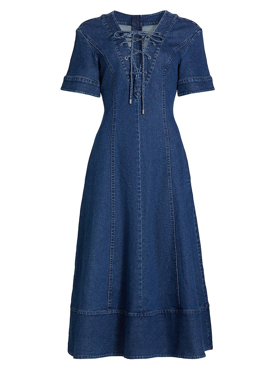 Womens Dahlia Denim Fit & Flare Dress Product Image