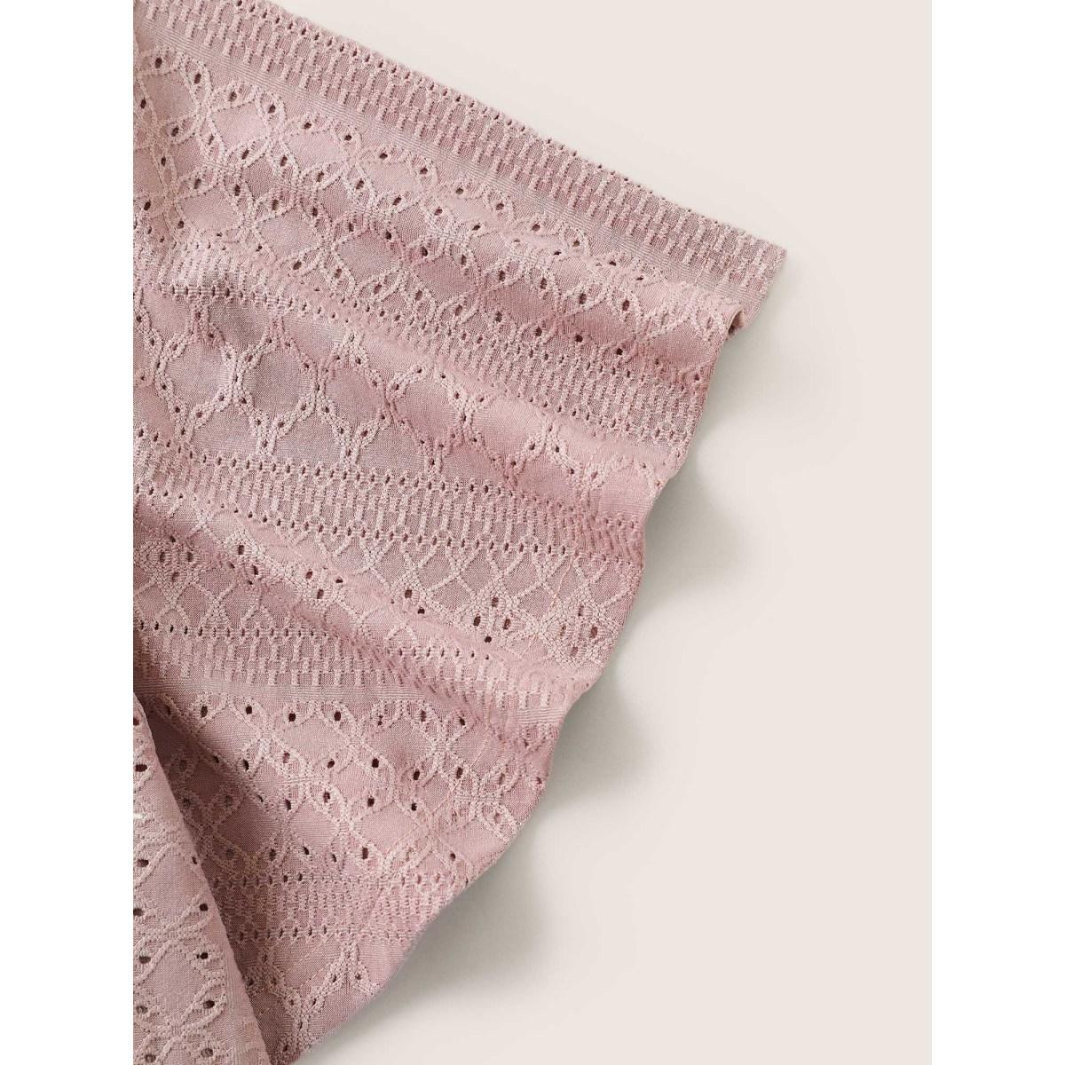 Plus Size Plisse Flat Collar With V Notch Ruffle Sleeve T-shirt DustyPink Women Elegant Flat collar with V-notch Everyday T-shirts BloomChic 26/4X Product Image