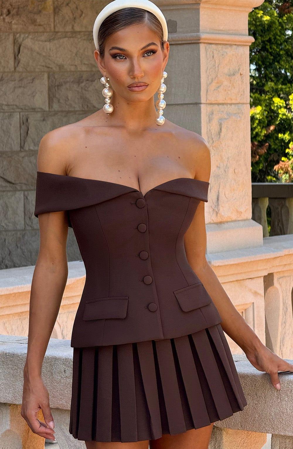 Gretchen Mini Skirt - Plum Brown Product Image