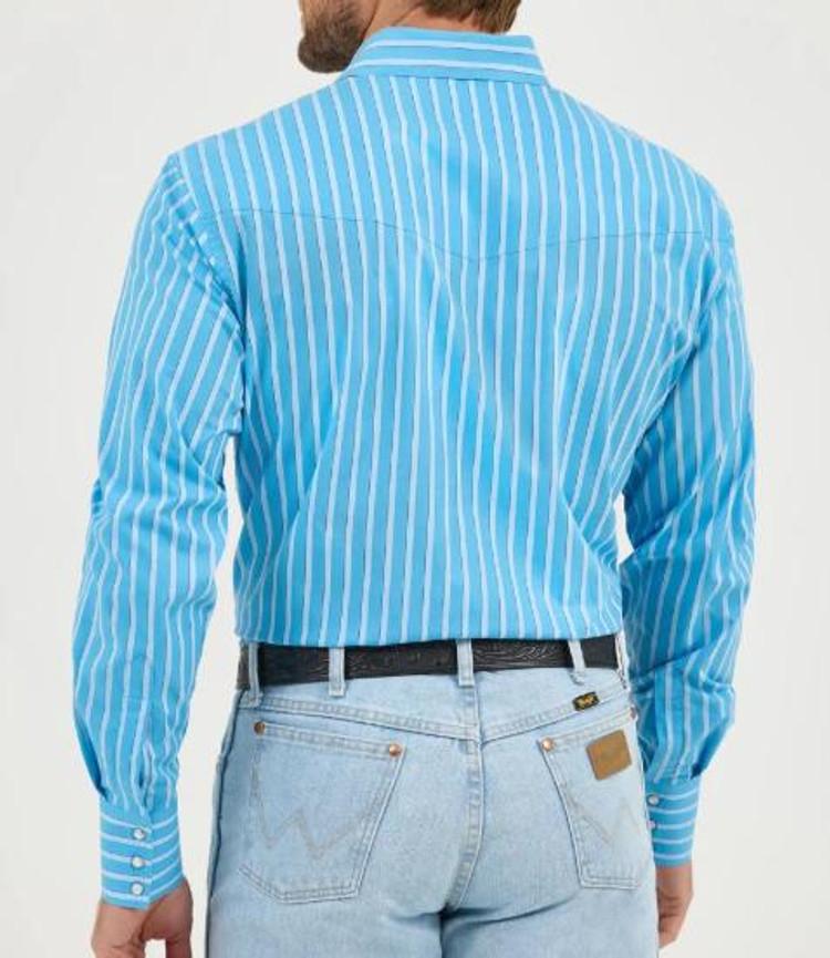 SALE Wrangler® Men's L/S Blue Stripe WR Snap Shirt Product Image