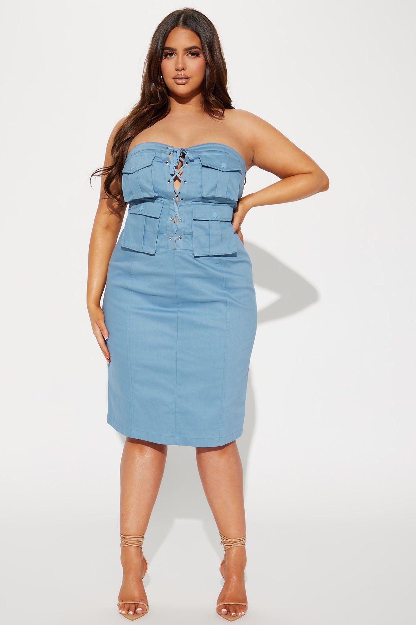 Fast Life Cargo Midi Dress - Blue Product Image