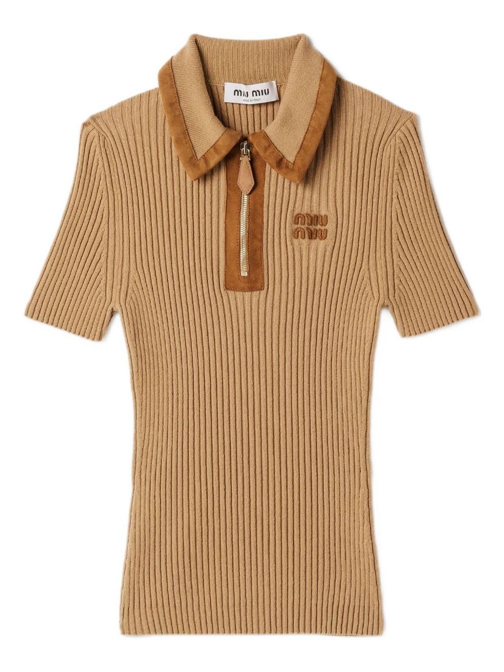 ribbed trimmed polo sweater Product Image