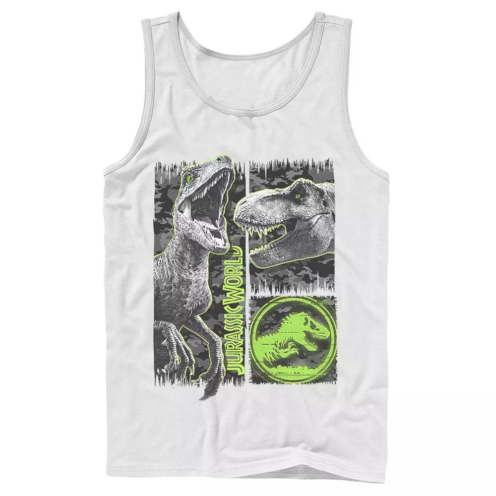 Men's Jurassic World Two Raptor T-Rex Camo Scratch Tank Top,  Product Image