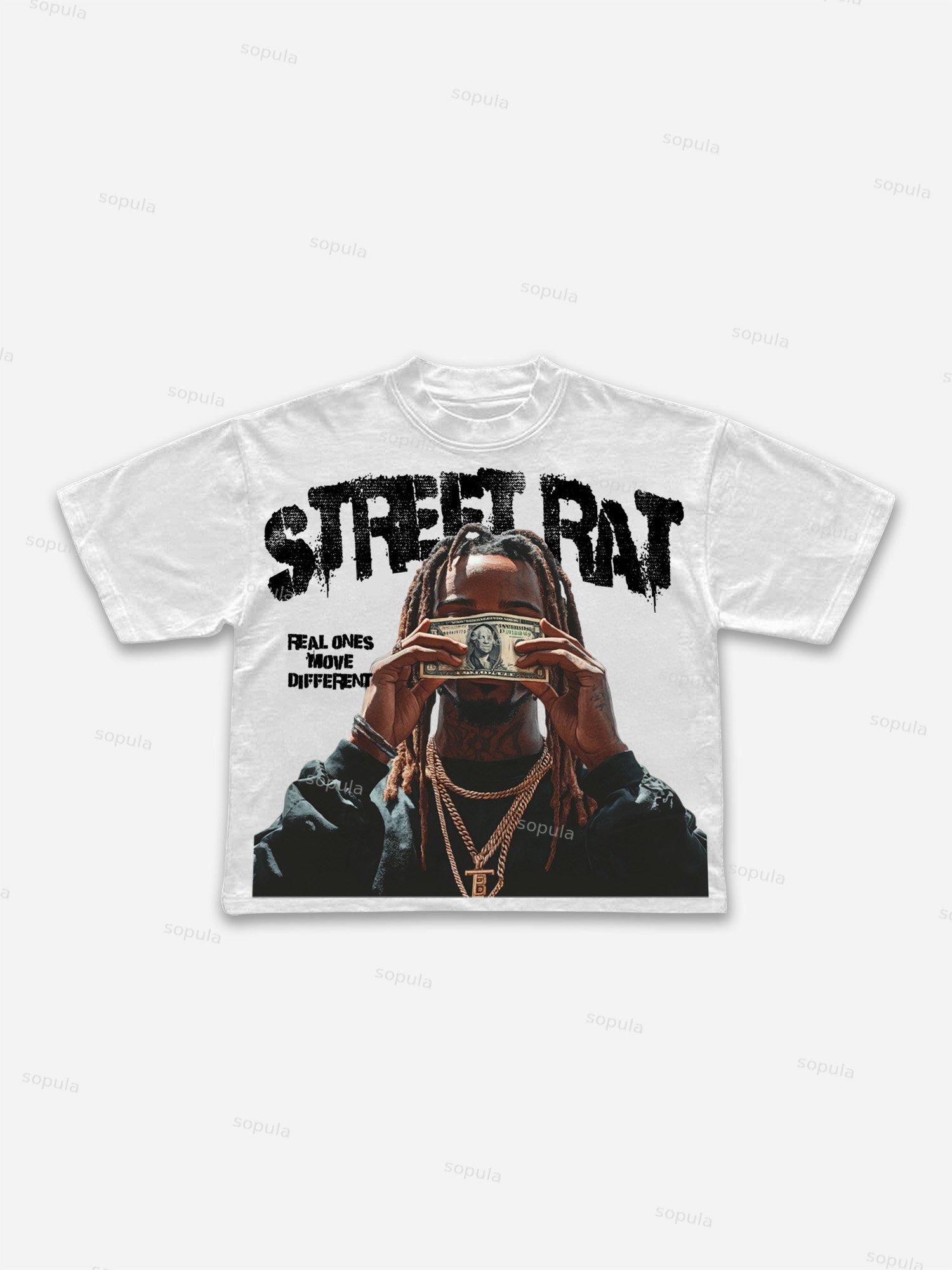 Street Gangster Money Character Graphic Cropped T-shirt Product Image