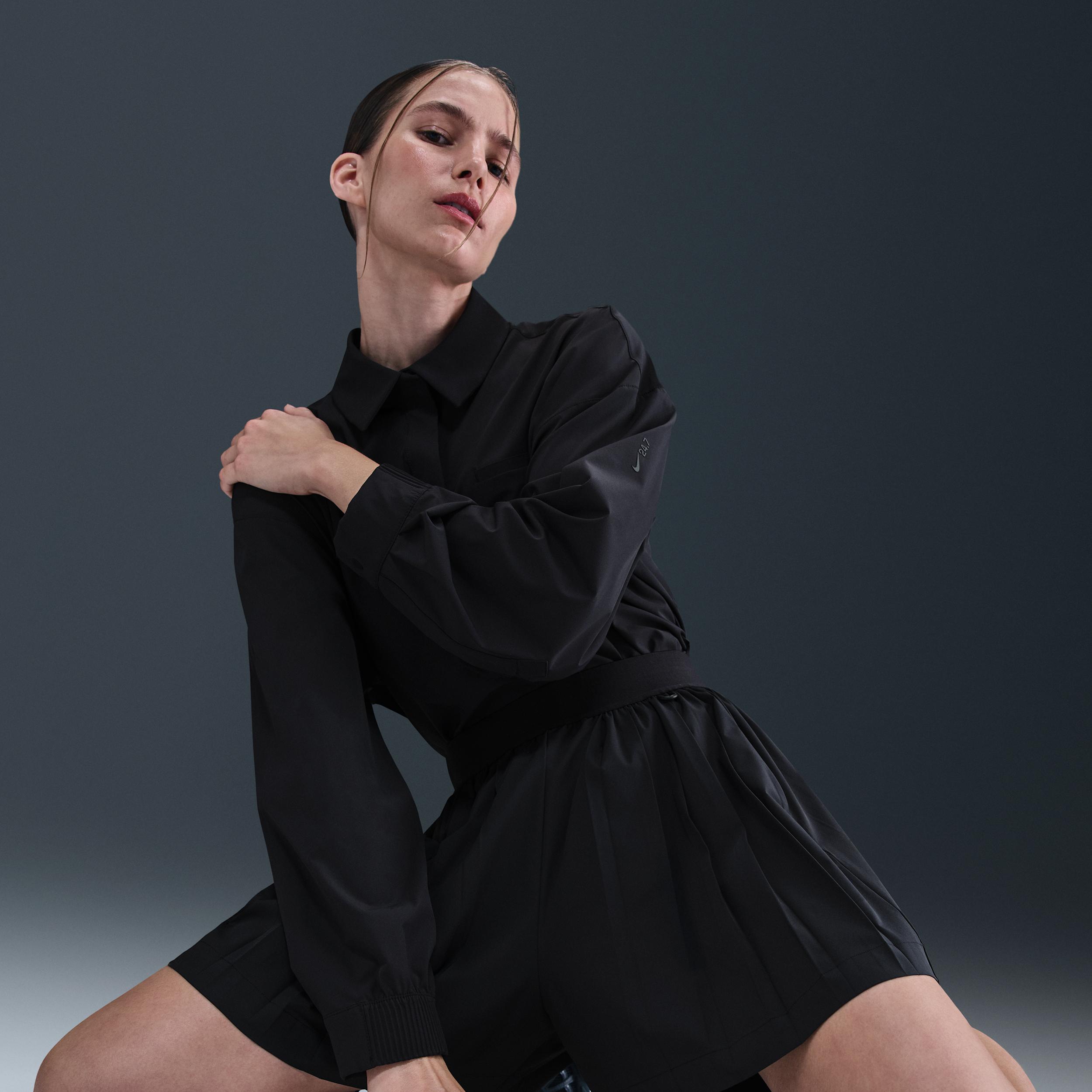 Nike Womens 24.7 PerfectStretch Dri-FIT High-Waisted Loose Pleated Shorts | IB2346-010 Product Image