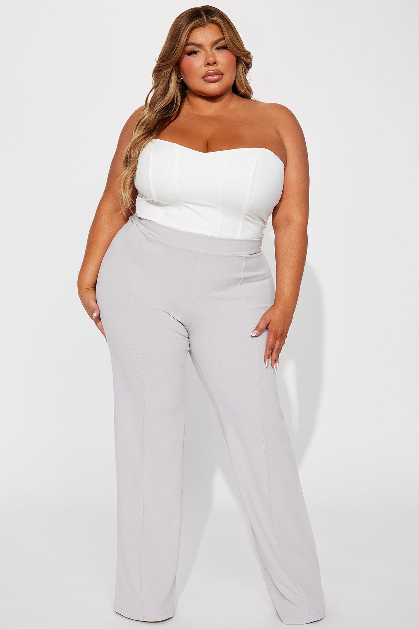 Victoria High Waisted Dress Pants - Grey Product Image