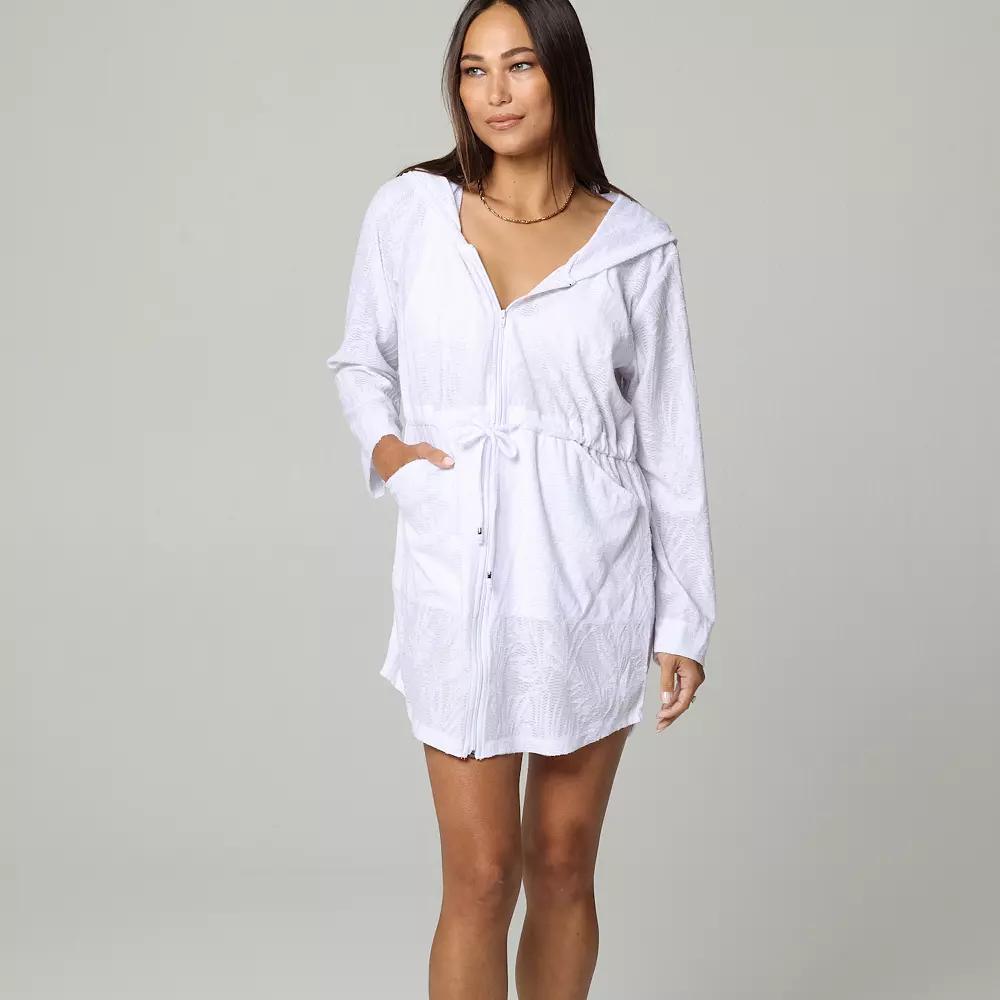 Women's J. Valdi Full-Zip Hooded Swim Cover-Up Tunic,  Product Image