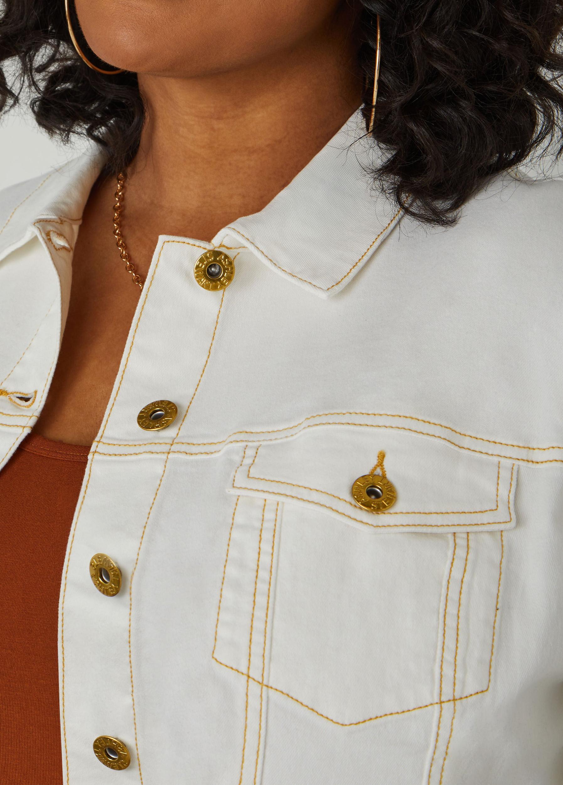 Frayed Stretch Denim Jacket Product Image