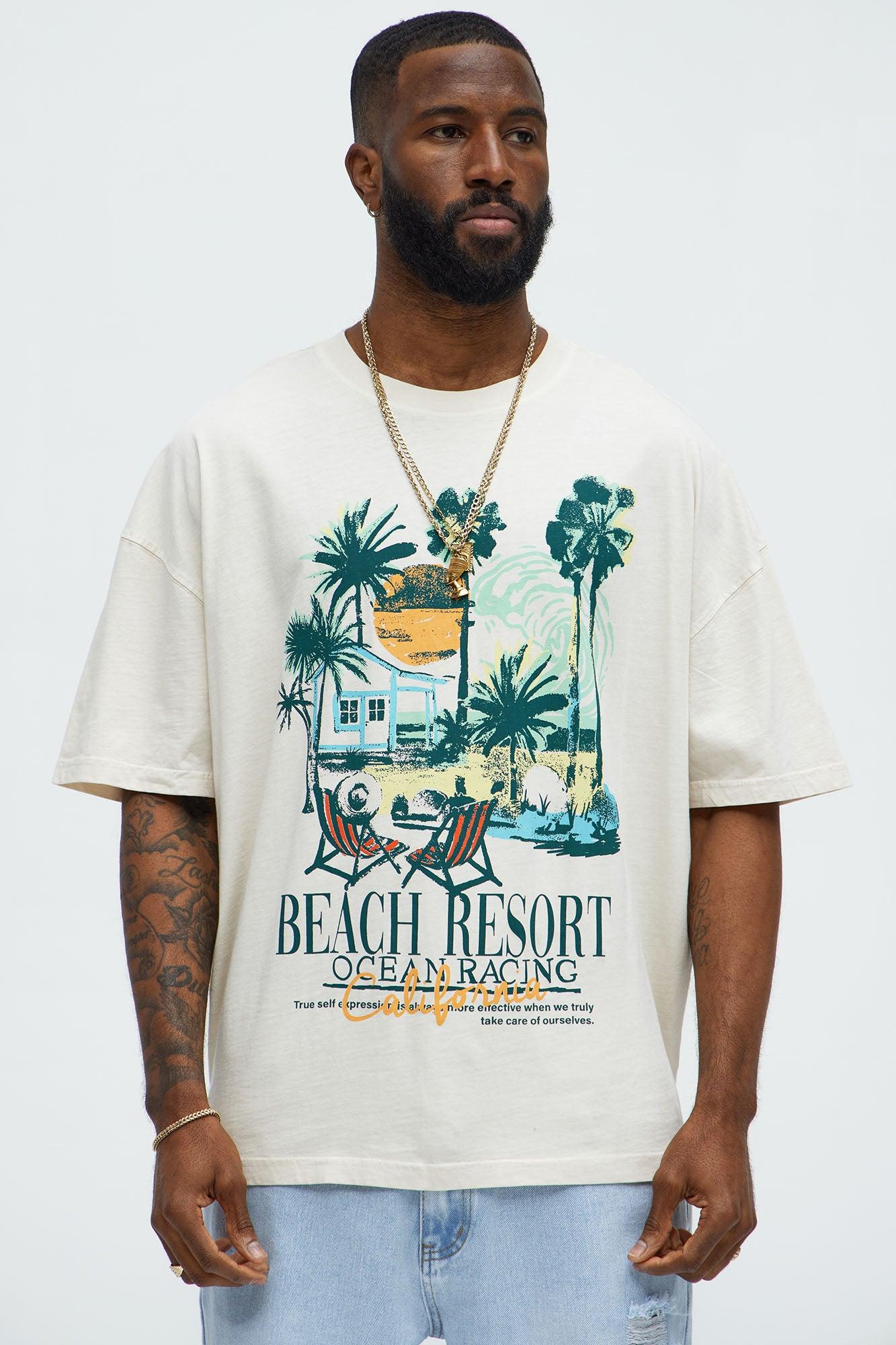 Beach Resort Oversized Short Sleeve Tee - Cream Product Image