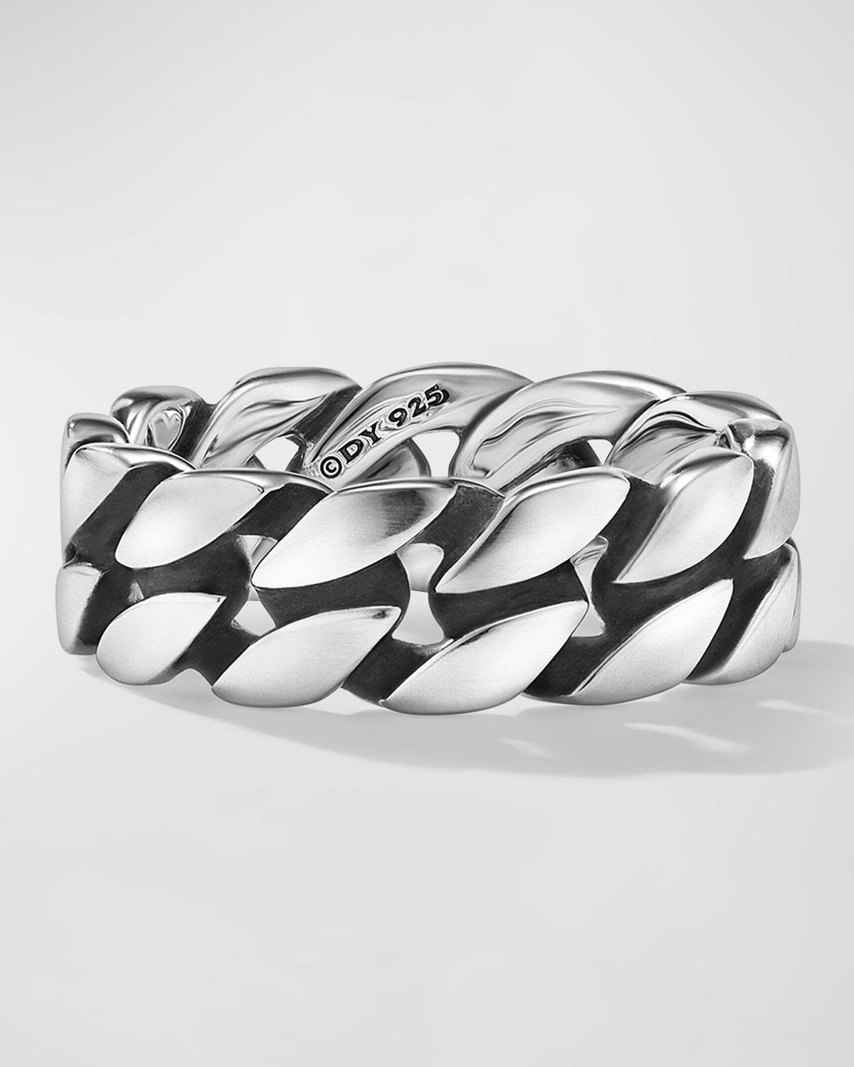 Mens Curb Chain Band Ring in Sterling Silver, 8MM Product Image