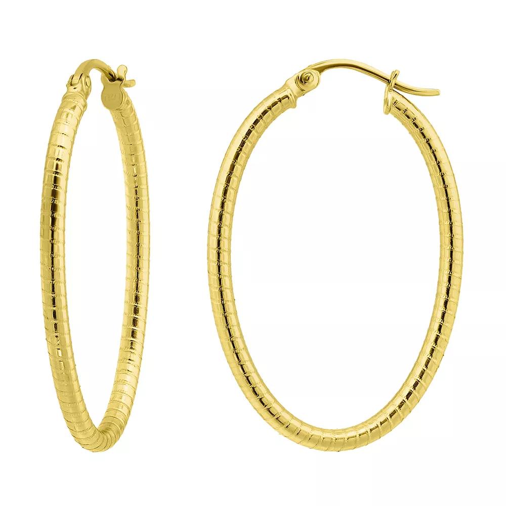 Aleure Precioso Sterling Silver Twisted Oval Hoop Earrings, Women's Product Image