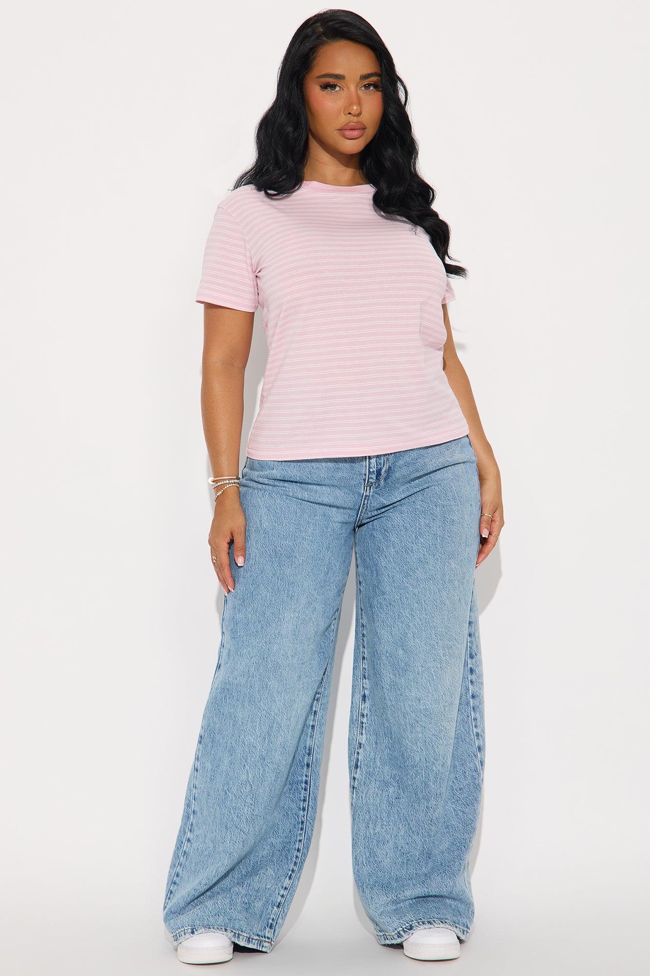 Sara Striped Short Sleeve Shirt - Pink/combo Product Image