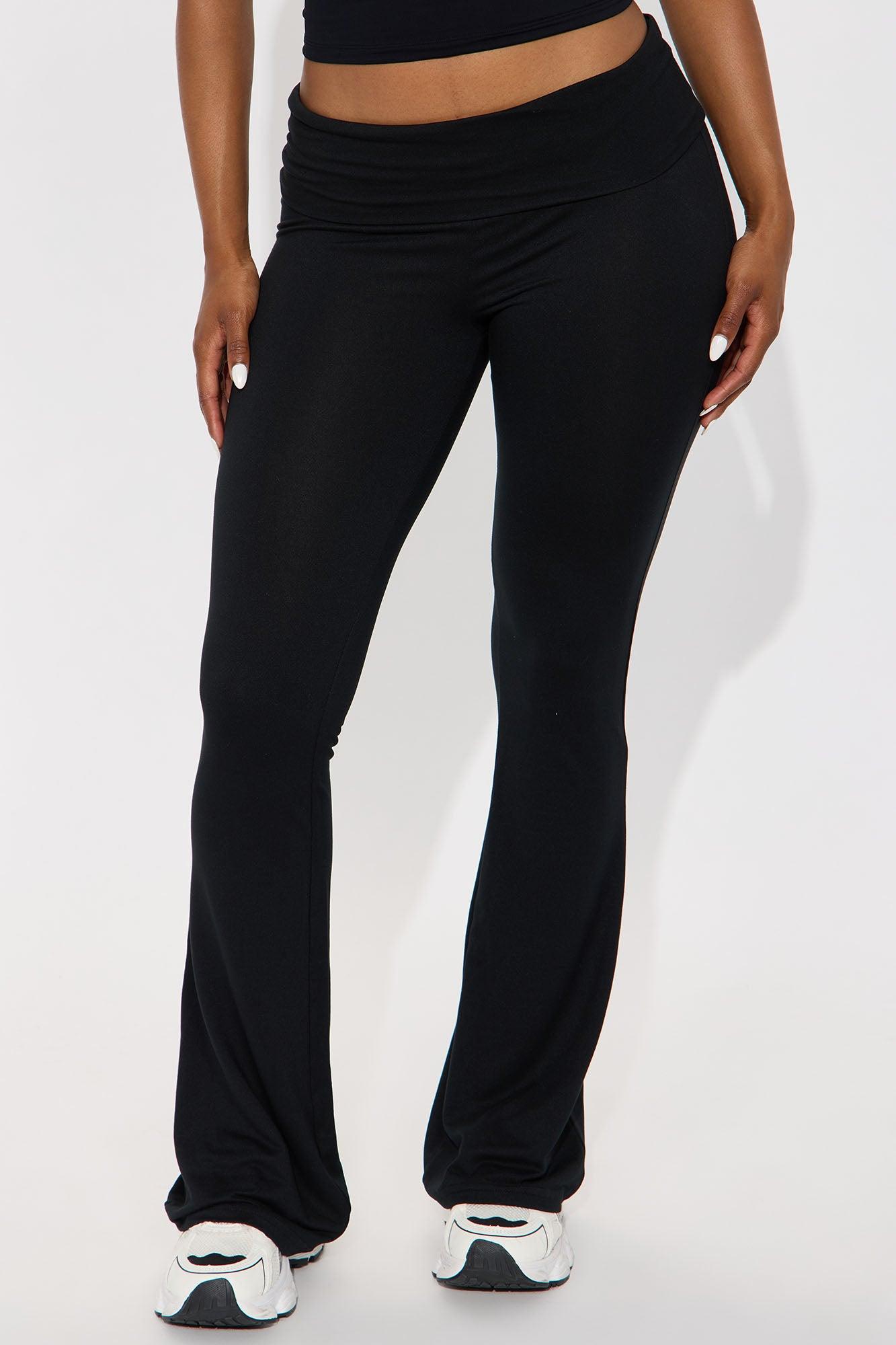 Lookin' Flawless Foldover Waistband Rhinestone Flare Pant - Black Female Product Image