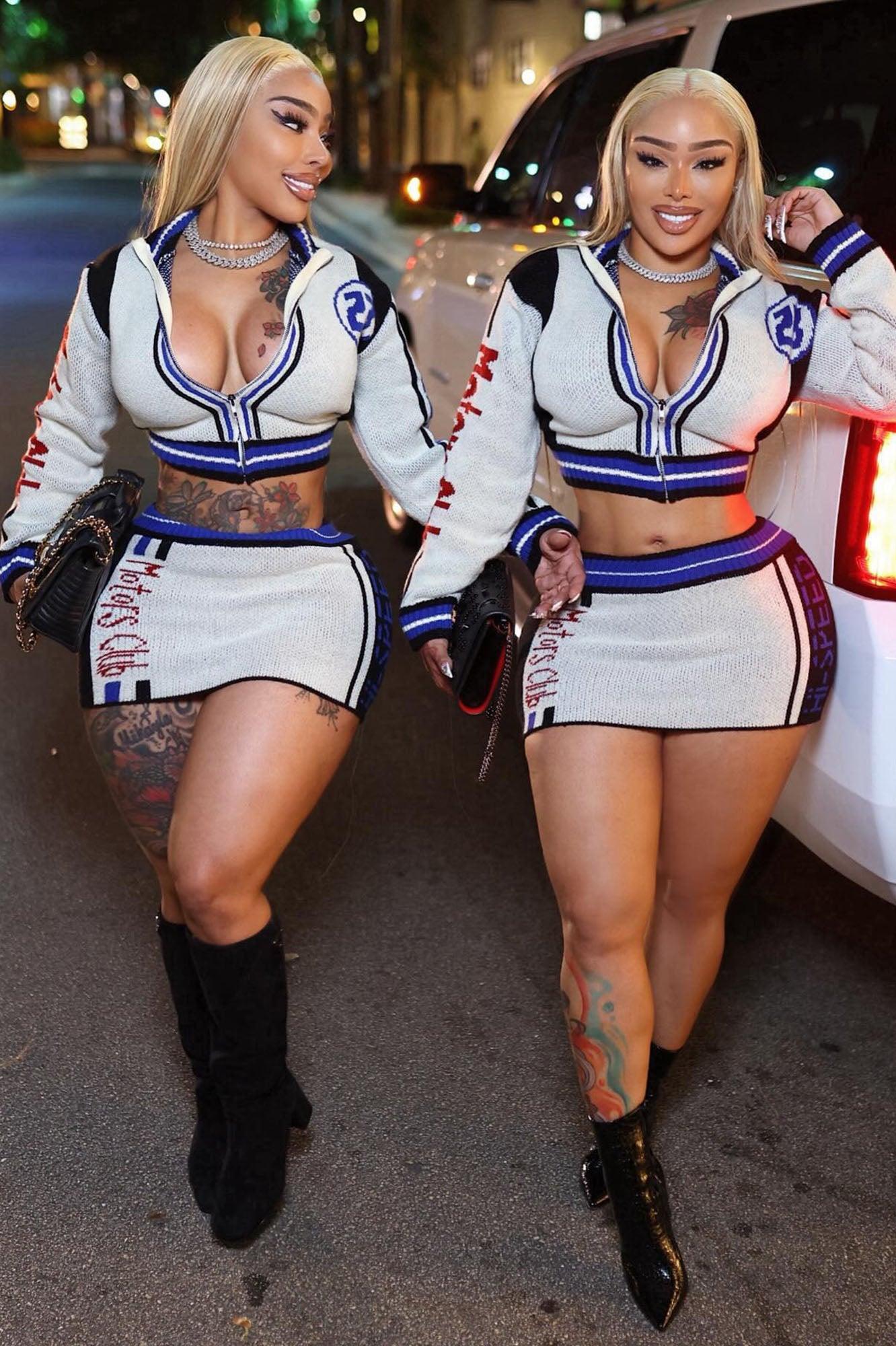 Hi Speed Sweater Skirt Set - Blue/combo Female Product Image