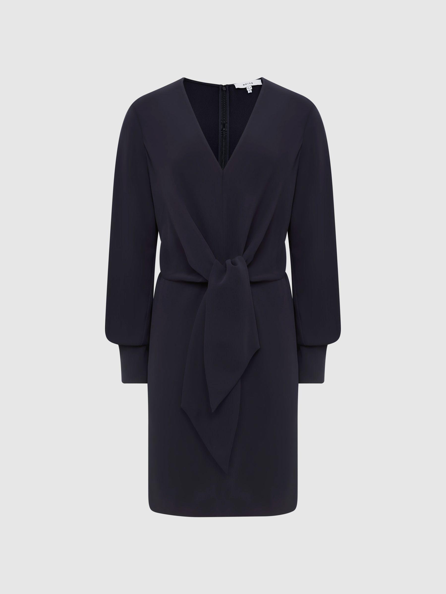 Tie-Front Dress in Navy Product Image