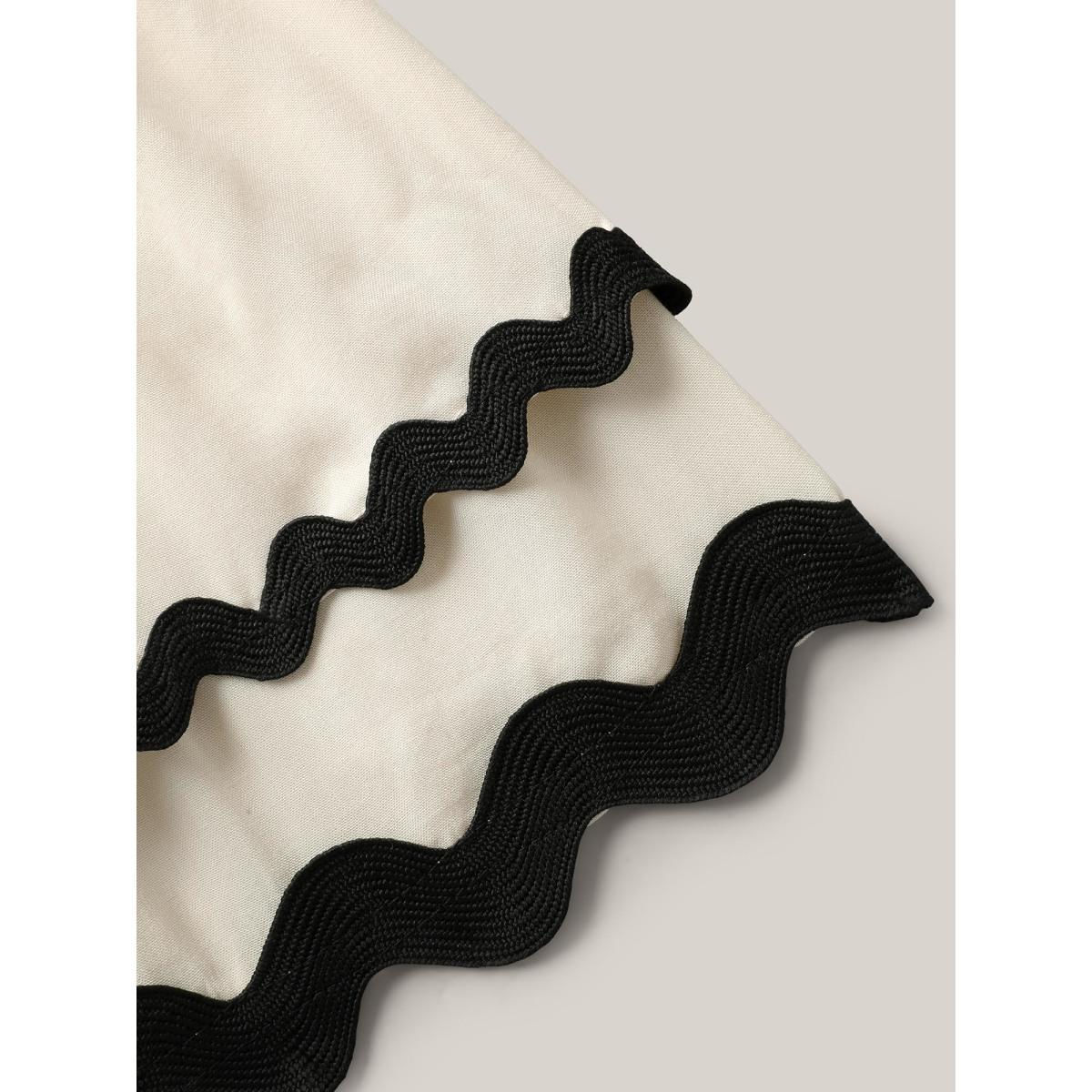 Plus Size Ivory Color Block Layered Sleeve Blouse Women Cap Sleeve Square Neck Vacation Blouses BloomChic 26/4X Product Image