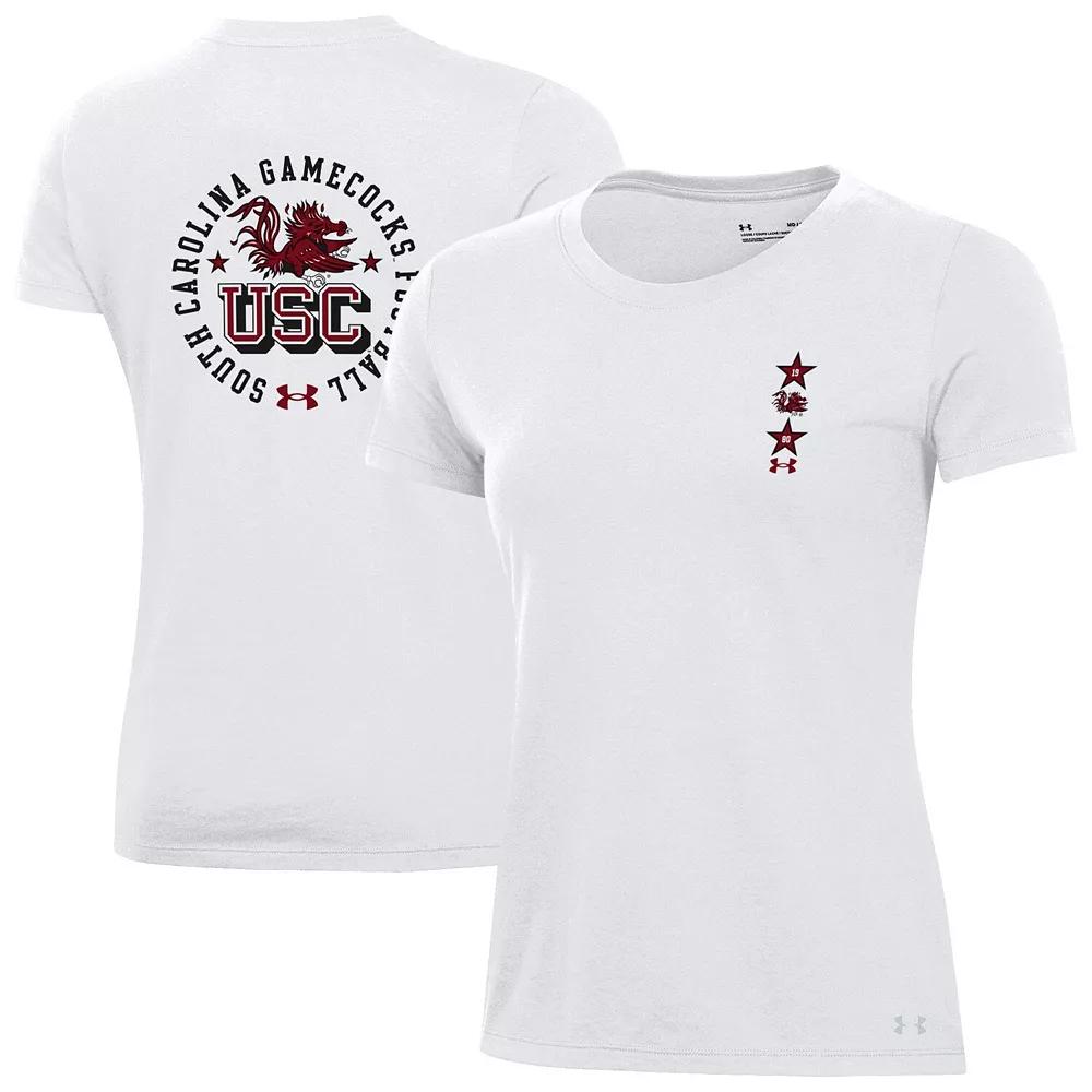 Women's Under Armour White South Carolina Gamecocks Throwback 2 Hit Performance T-Shirt, Size: Large Product Image
