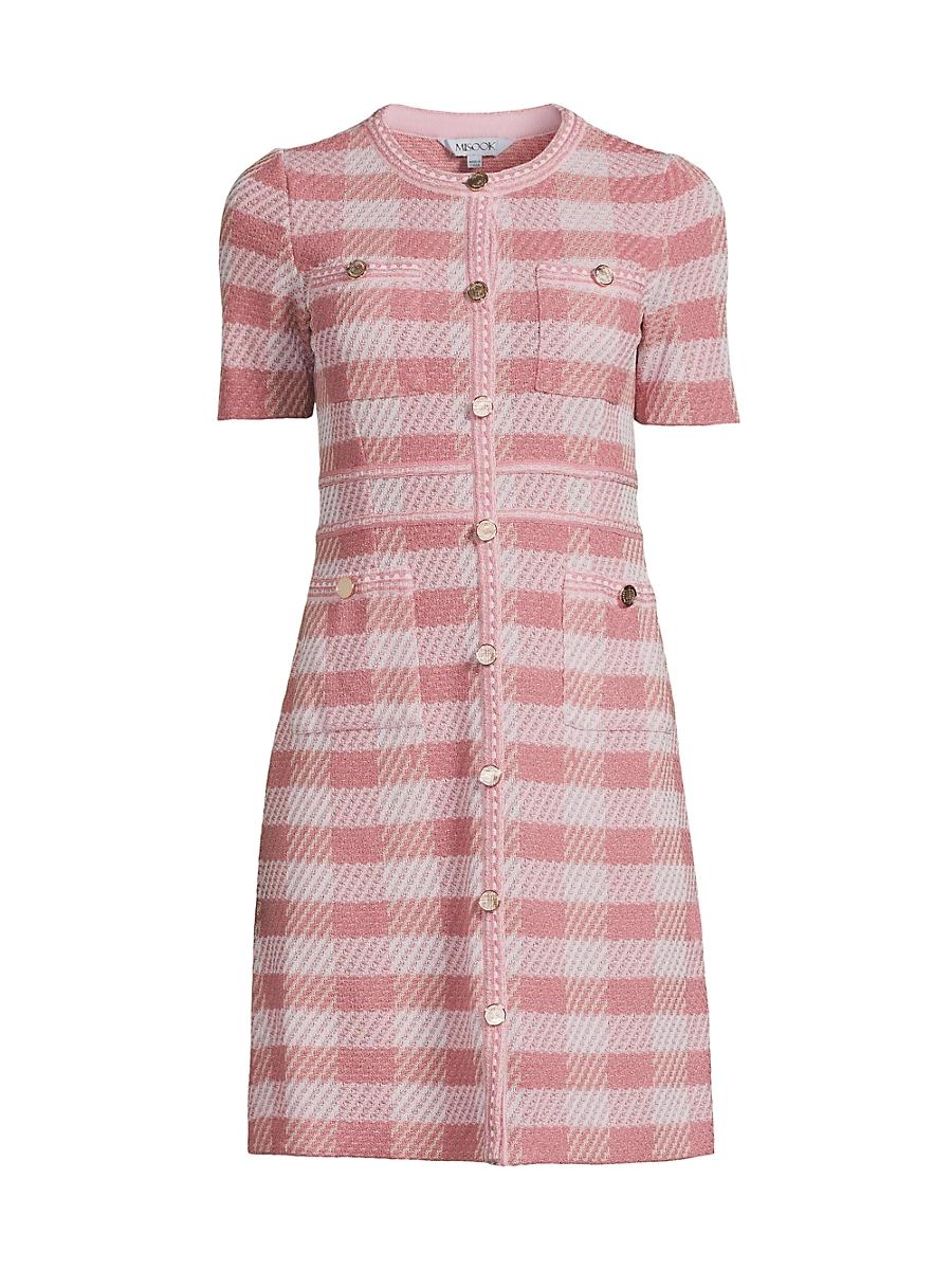 Womens Bold Plaid Tweed Knit Sheath Dress Product Image