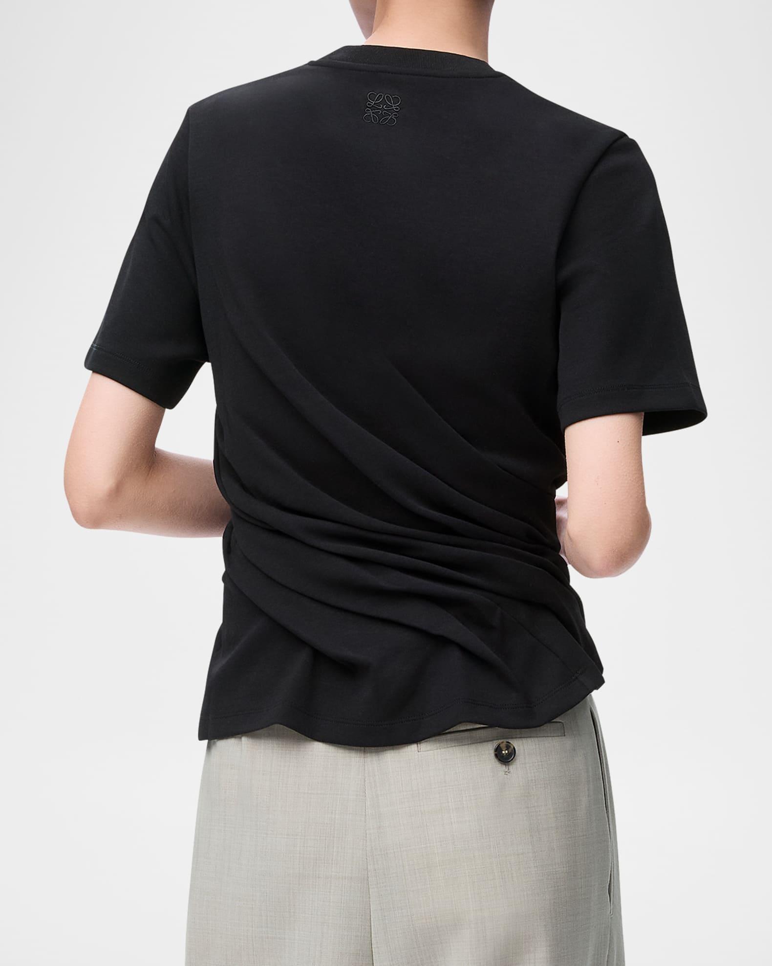 Short-Sleeve Draped Twisted T-Shirt Product Image