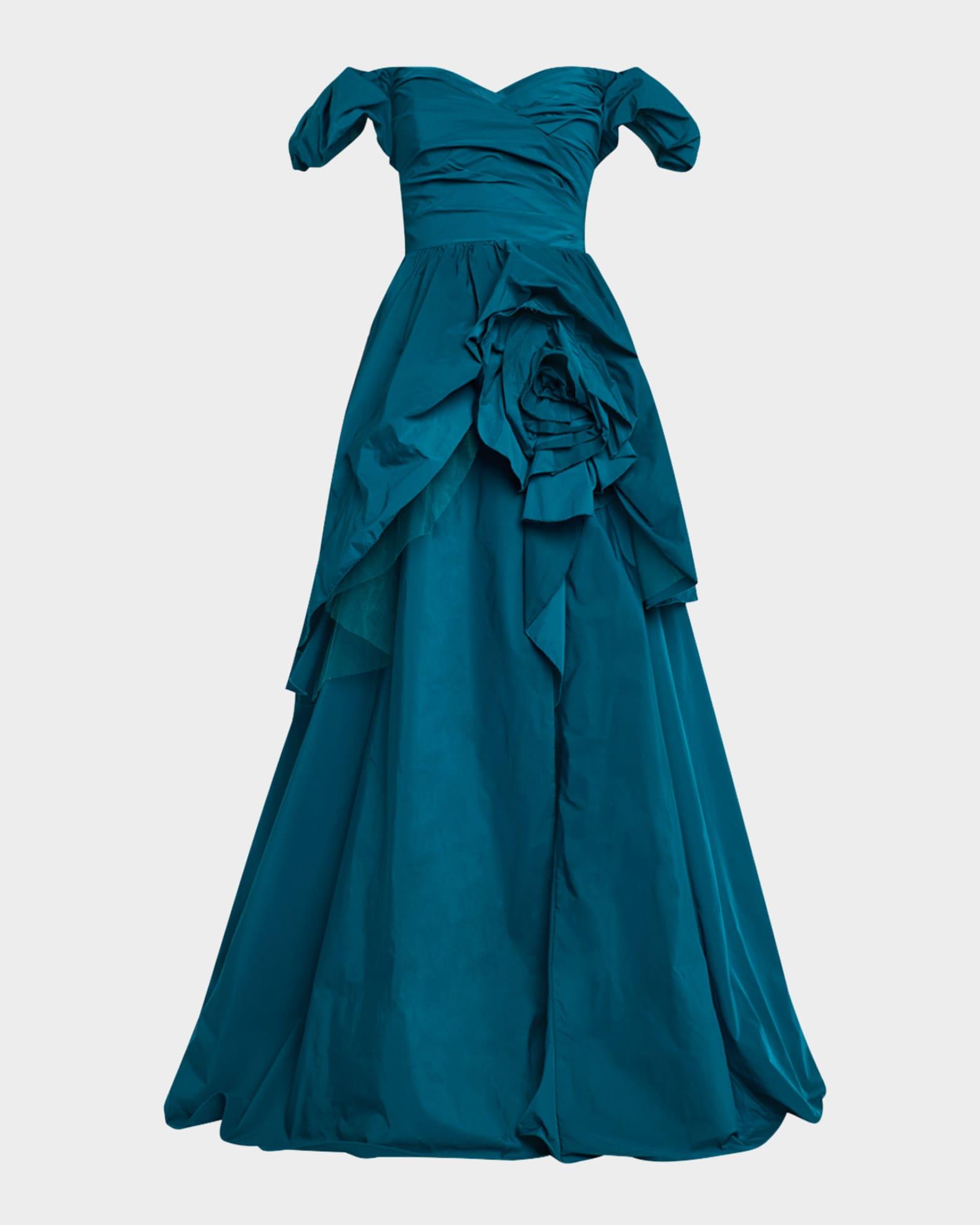 Off-Shoulder Ruffle Taffeta Gown Product Image