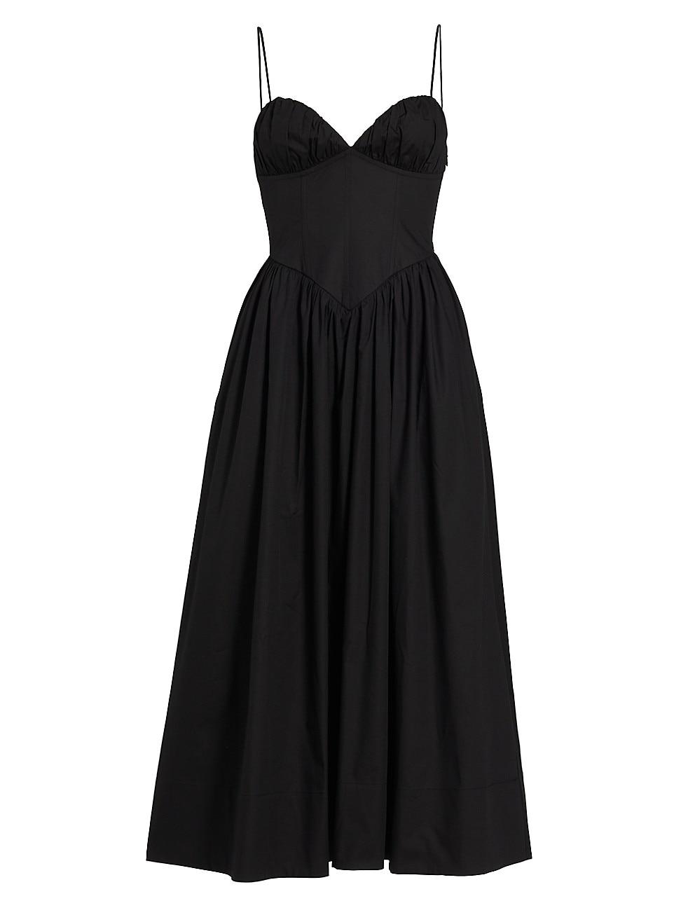 Womens Carmine Corset Cotton Midi-Dress Product Image