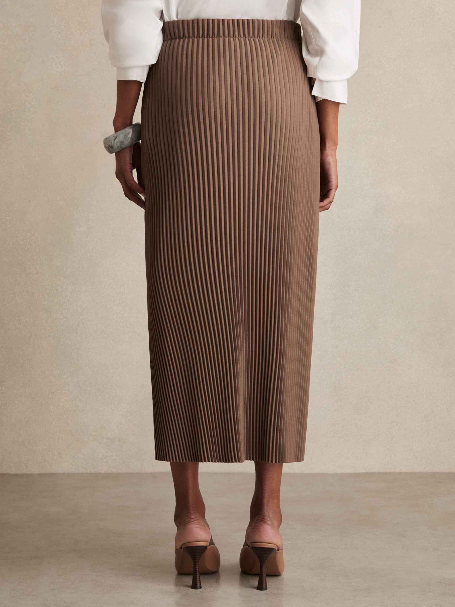 Pleated Jersey Midi Skirt in Chocolate Product Image