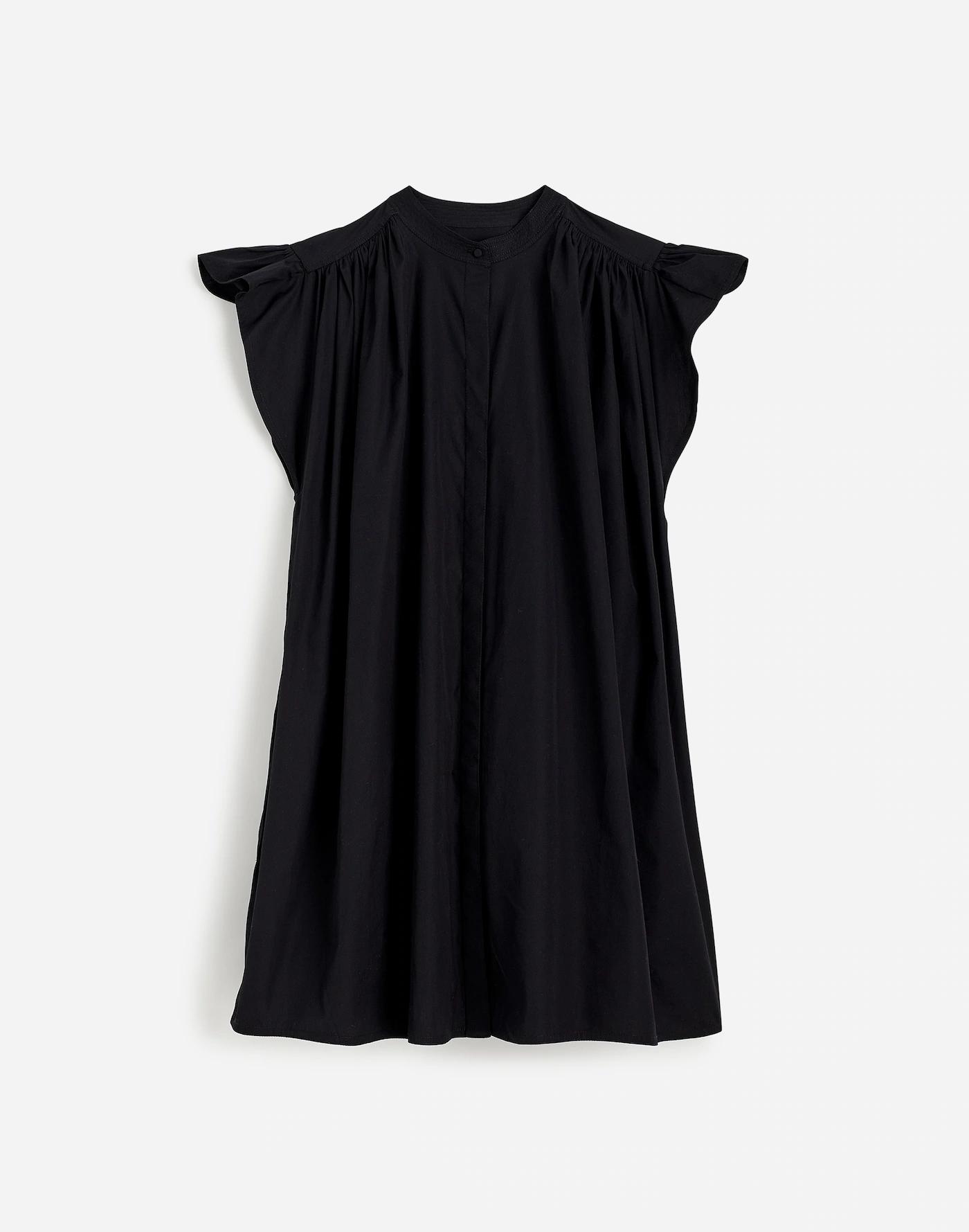 Flutter Sleeve Button-Front Mini Dress in Poplin Product Image