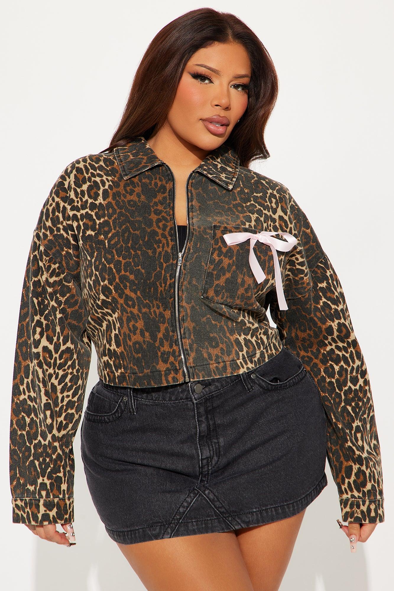 Alana Cheetah Denim Jacket - Brown/combo Female Product Image