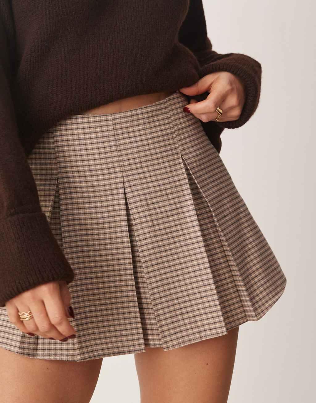 ASOS DESIGN pleated mini skirt in check Product Image