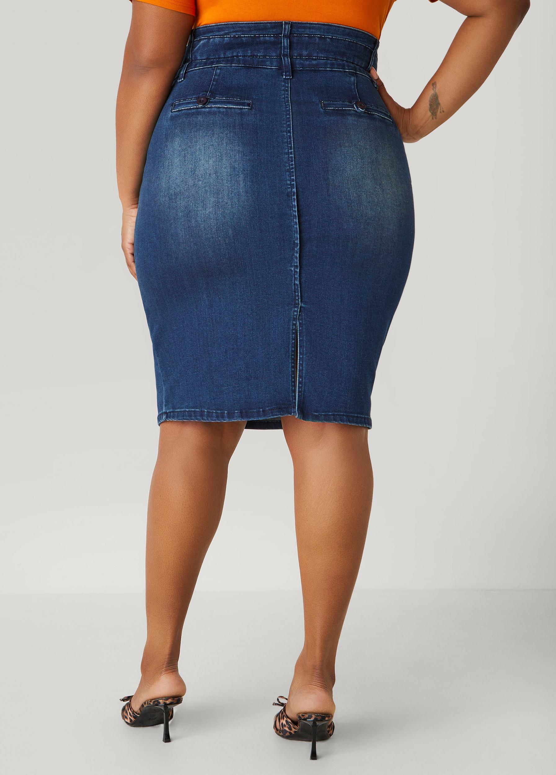 Plus Size Denim Pencil Skirt Ashley Stewart Product Image