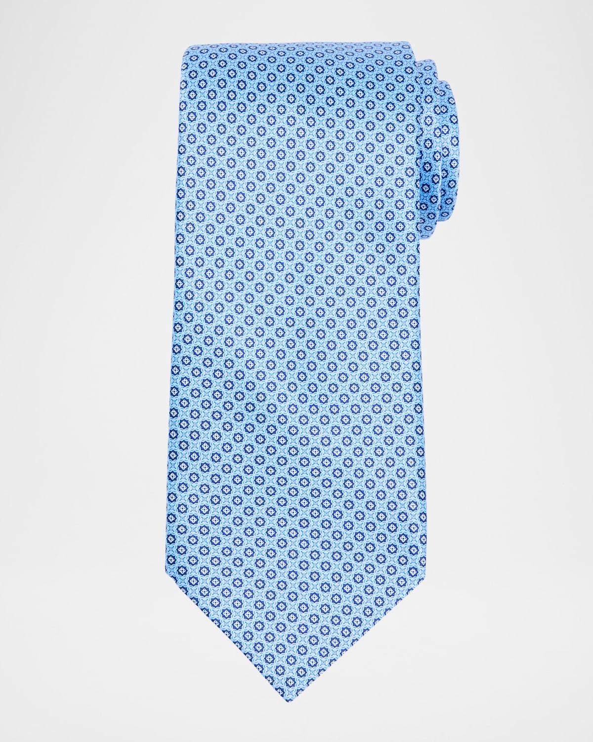Mens Micro-Geometric Jacquard Silk Tie Product Image