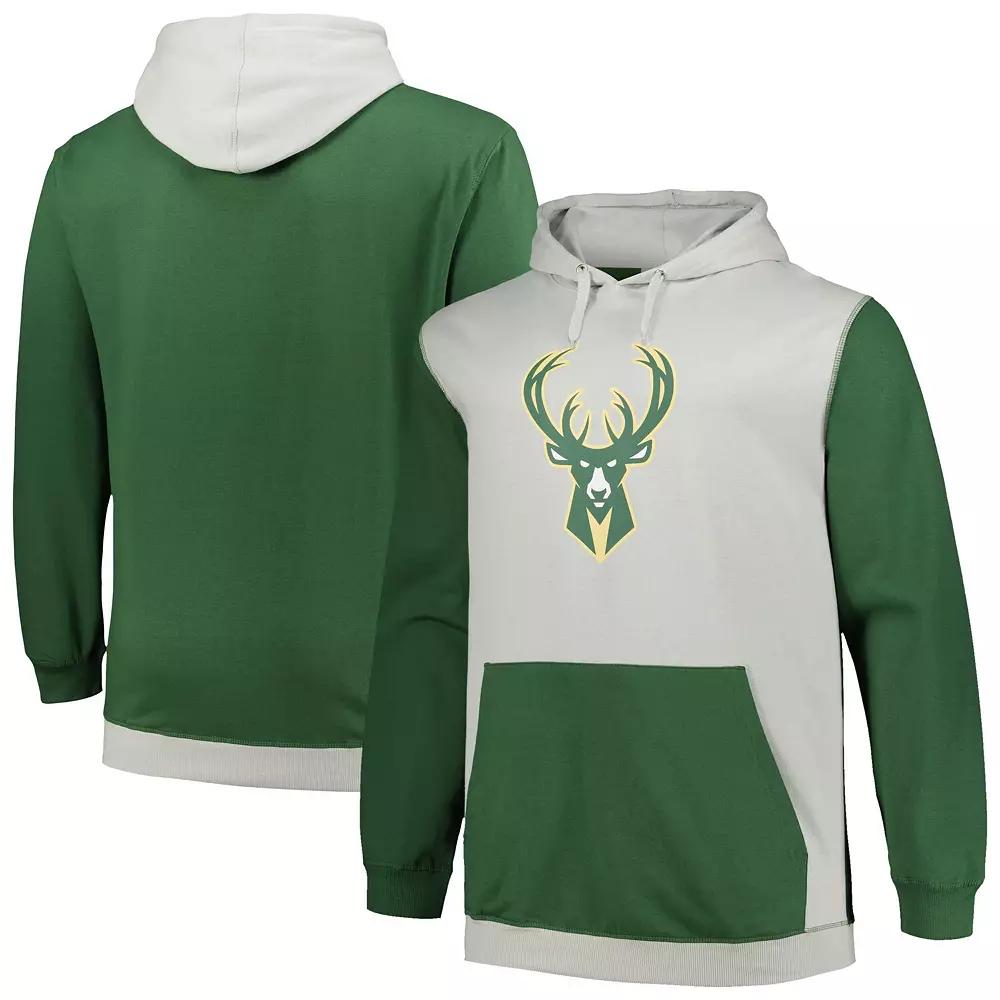 Men's Fanatics Branded Hunter Green/Silver Milwaukee Bucks Big & Tall Primary Arctic Pullover Hoodie, Size: 2XB, Team Product Image