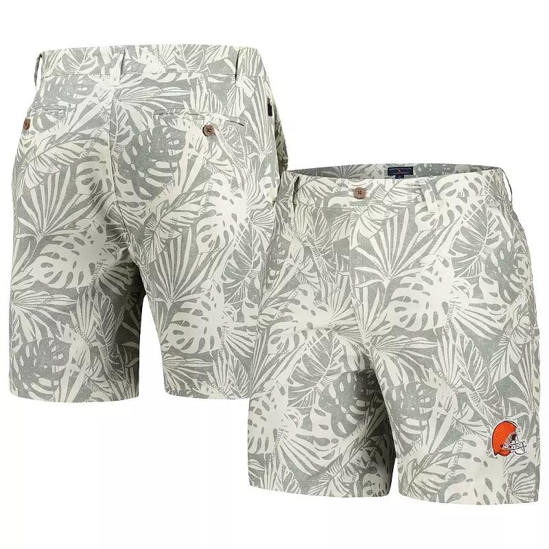 Men's Margaritaville Gray Cleveland Browns Sandwashed Monstera Print Amphib Shorts,  Product Image