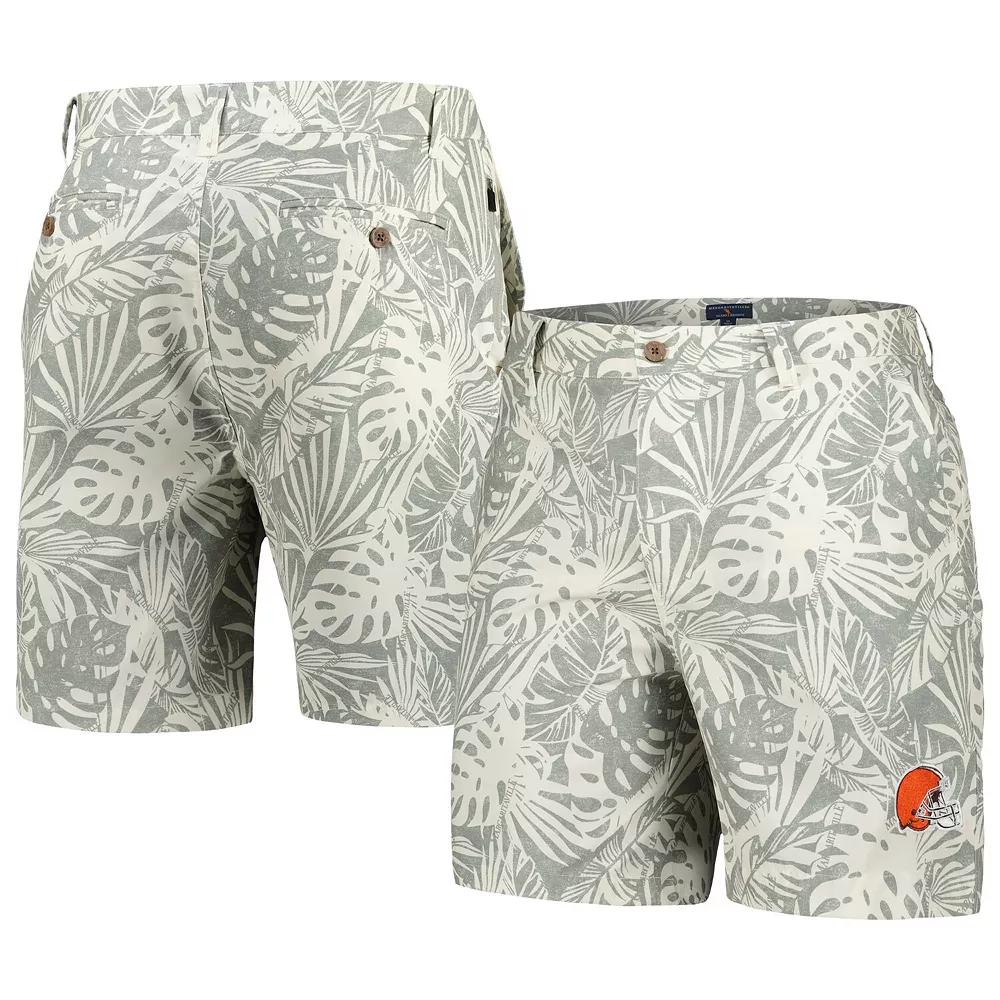 Men's Margaritaville Gray Cleveland Browns Sandwashed Monstera Print Amphib Shorts,  Product Image