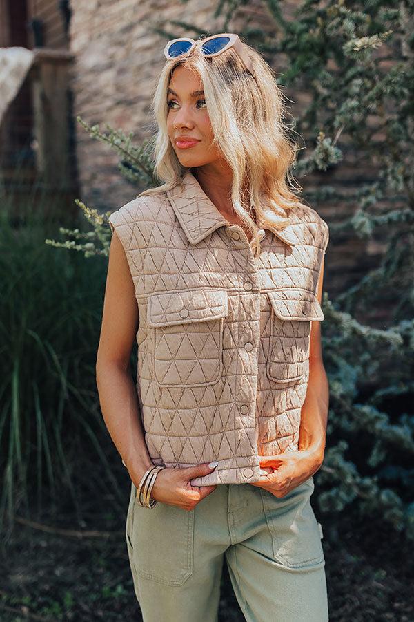 Mountain Lodge Cutie Quilted Vest in Iced Latte Product Image