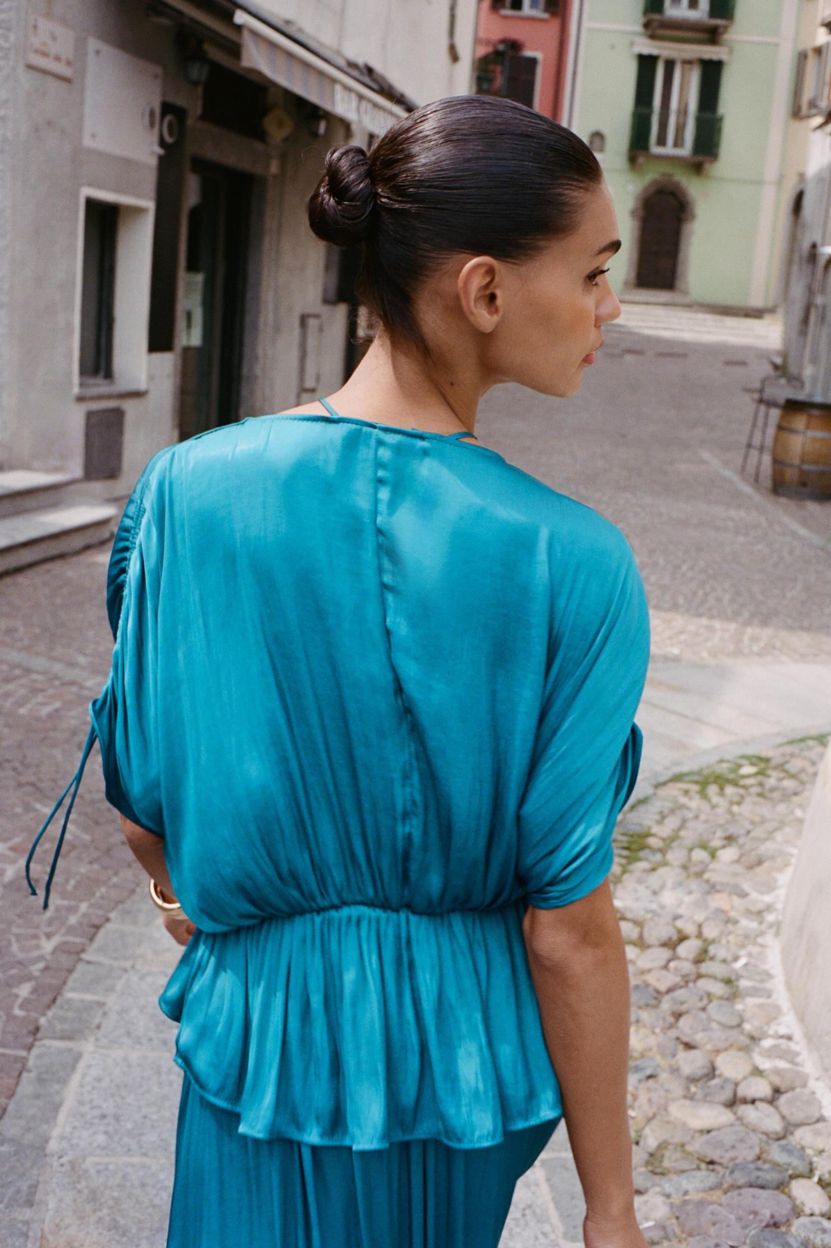 RUCHED SATIN EFFECT BLOUSE Product Image