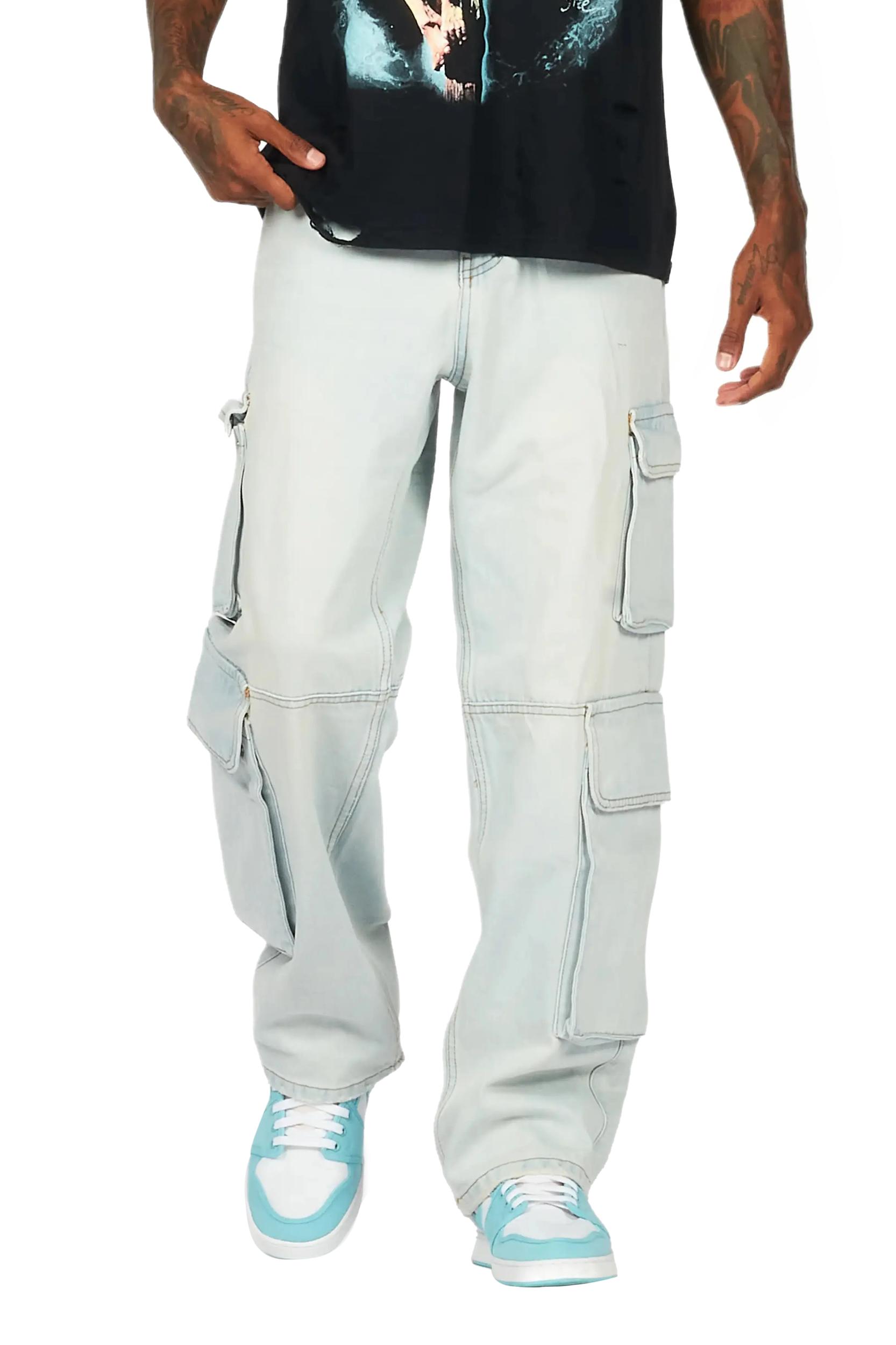 Gregor Blue Baggy Fit Cargo Jean Male Product Image